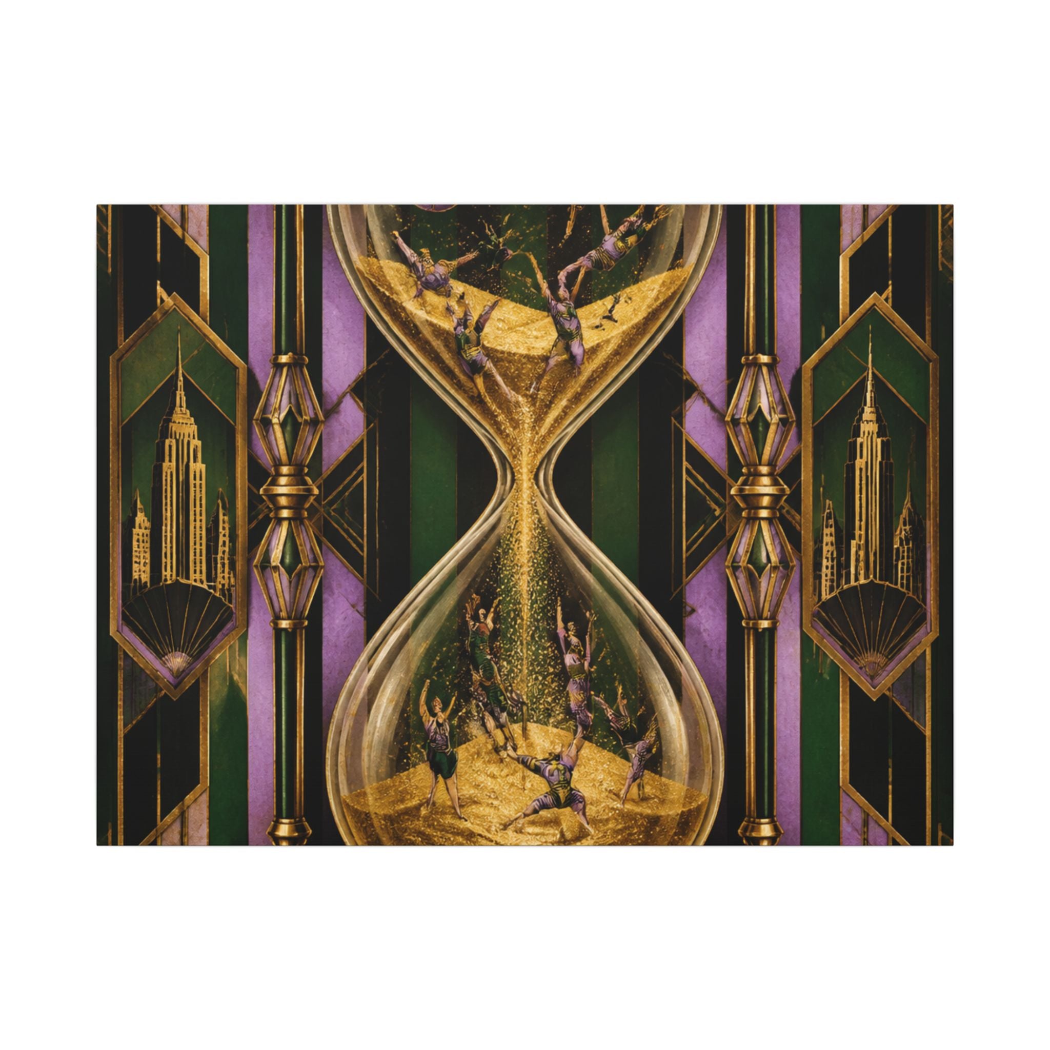 Hourglass Acrobats Wall Art Canvas 24×36 Art Deco Bar Area Decor Maximalist Print