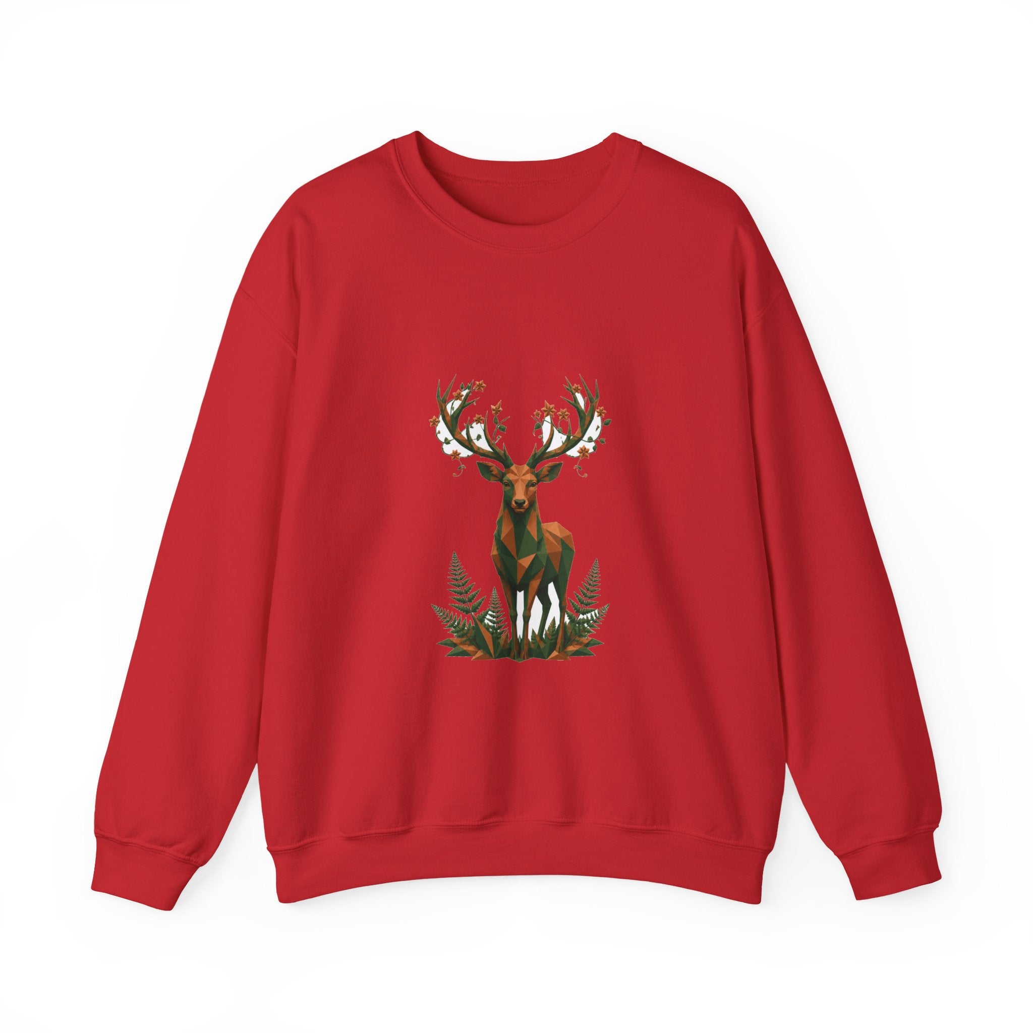Matching Couple Sweatshirt - Bear & Deer Matching Couple Crewneck Sweatshirt Geometric Art His Hers Couple Gift - Design B