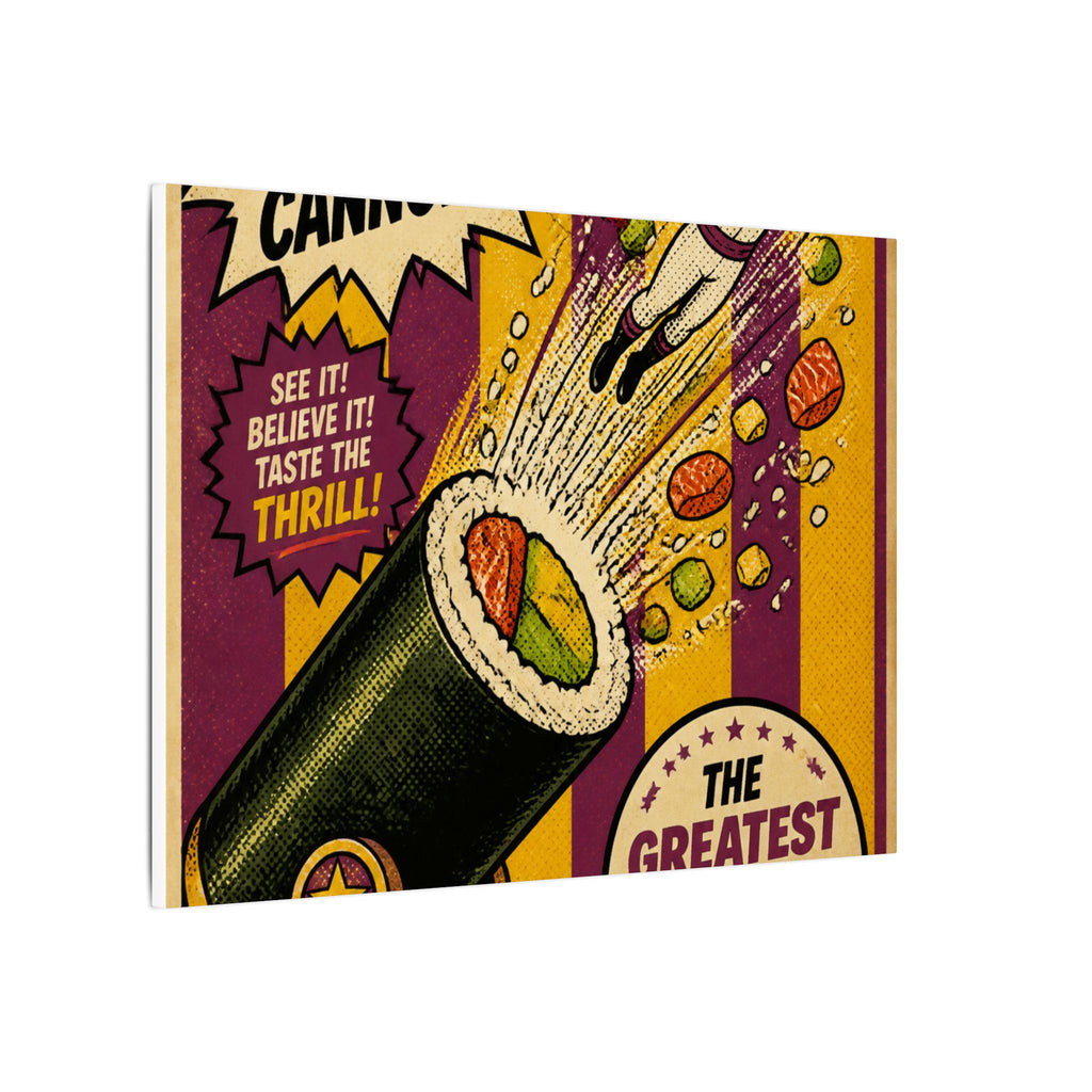 Sushi Roll Cannon Wall Art Canvas 24×36 Pop Art Restaurant Decor Maximalist Print