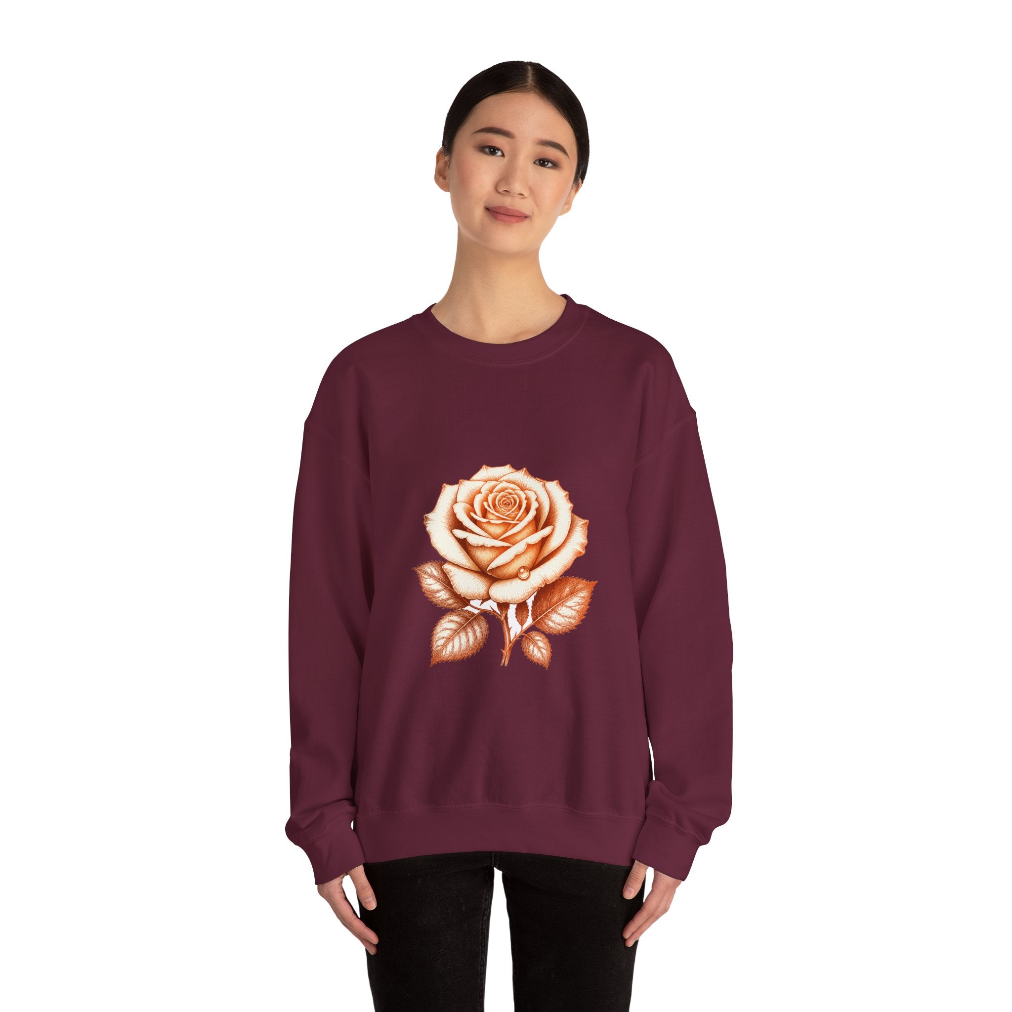 Matching Couple Sweatshirt - Rose & Thorn Matching Couple Premium Fleece Sweatshirt Hand-Drawn Art His Hers Anniversary Gift - Design A