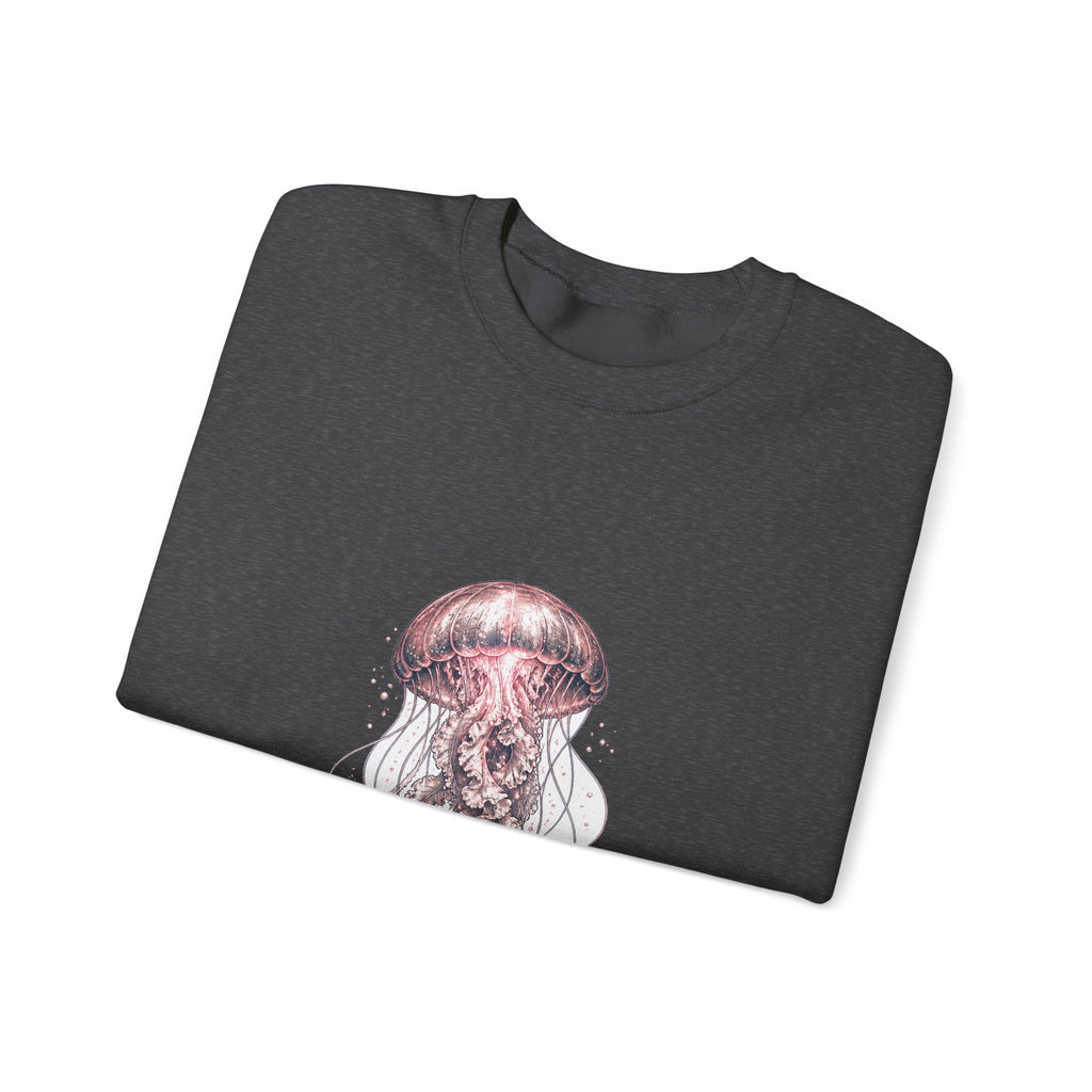 Matching Couple Sweatshirt - Octopus & Jellyfish Matching Couple Crewneck Sweatshirt Hand-Drawn Art His Hers Best Friend Gift - Design B