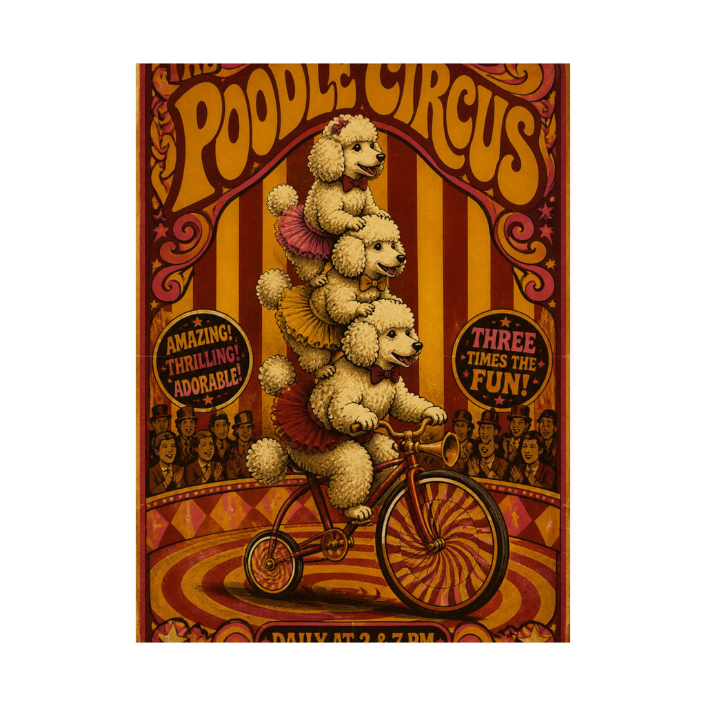 Poodle Stack Bicycle Wall Art Poster 18×24 Psychedelic Cafe Decor Maximalist Print