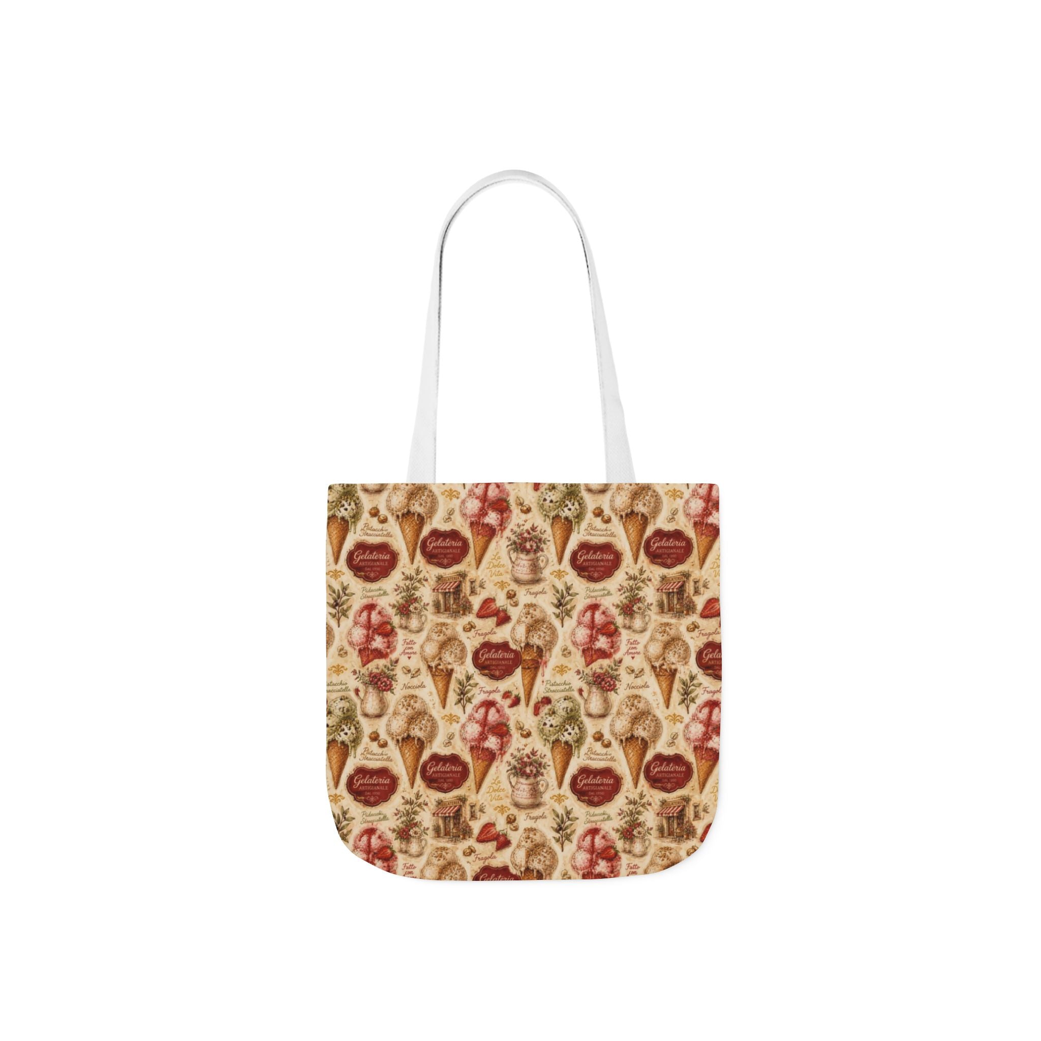 Gelato Scoops Canvas Tote Bag Mediterranean Kitchen Watercolor Design Italian Cottagecore Gift