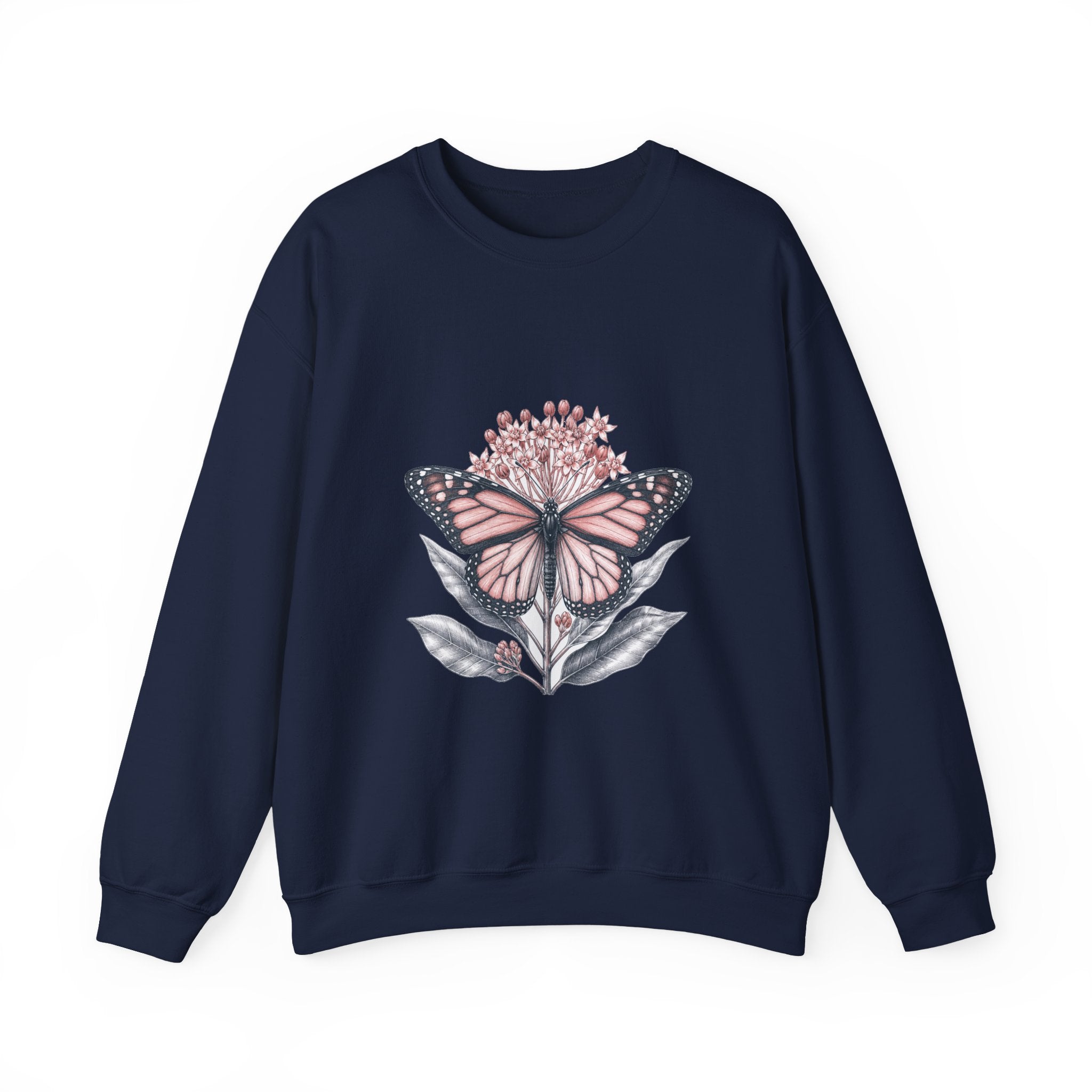 Matching Couple Sweatshirt - Butterfly & Moth Matching Couple Comfort Colors Crew Hand-Drawn Art His Hers Anniversary Gift - Design A