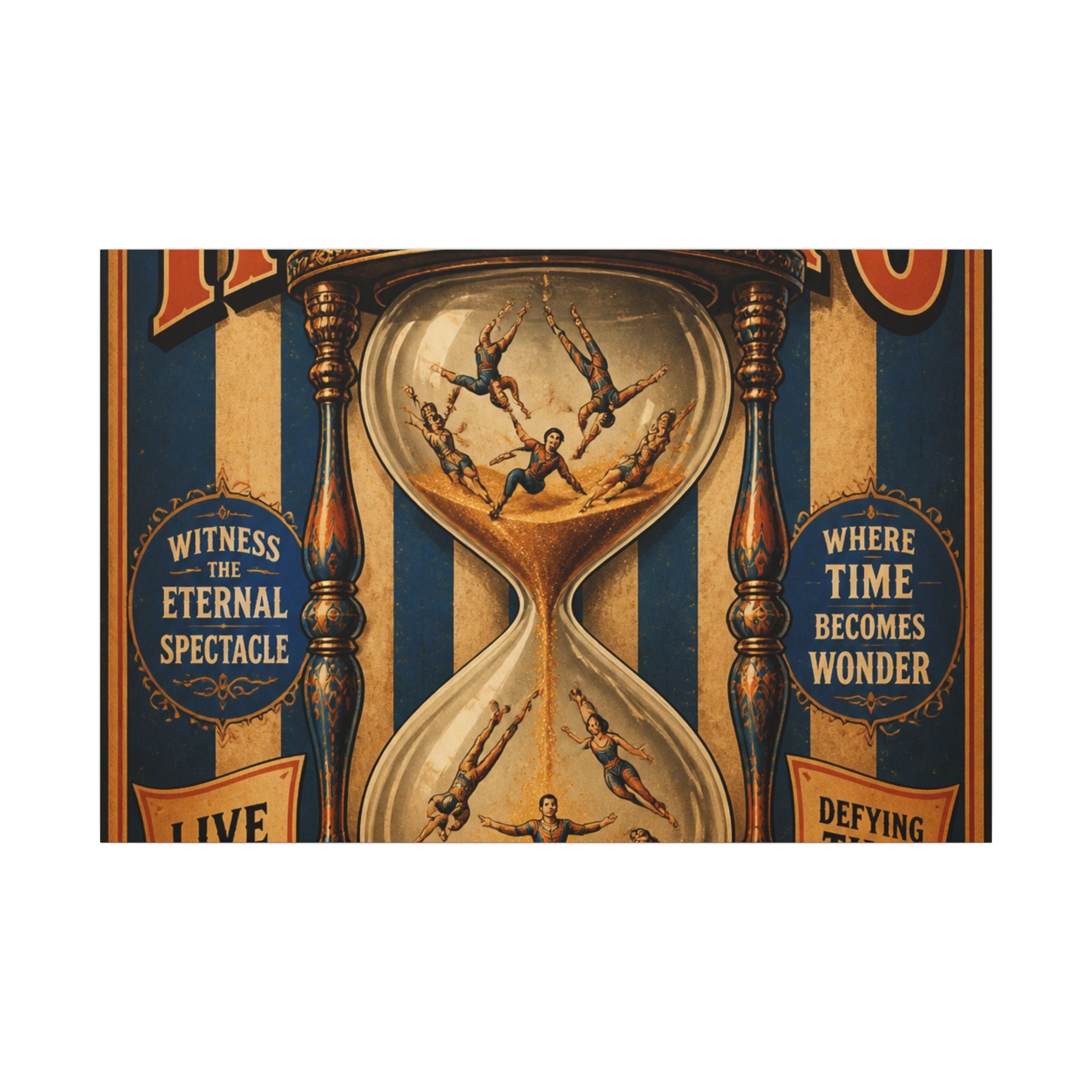Hourglass Acrobats Wall Art Canvas 16×20 Vintage Circus Kitchen Decor Maximalist Print