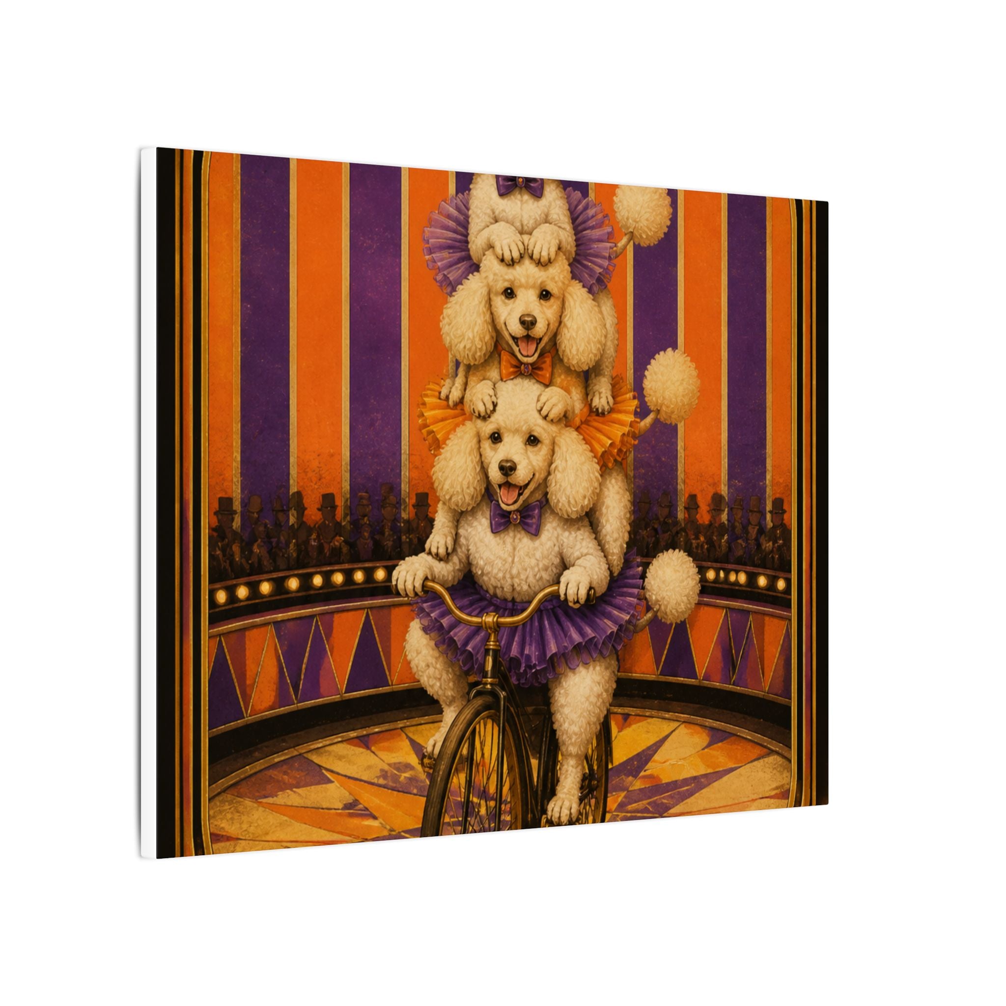 Poodle Stack Bicycle Wall Art Canvas 16×20 Art Deco Entryway Decor Maximalist Print