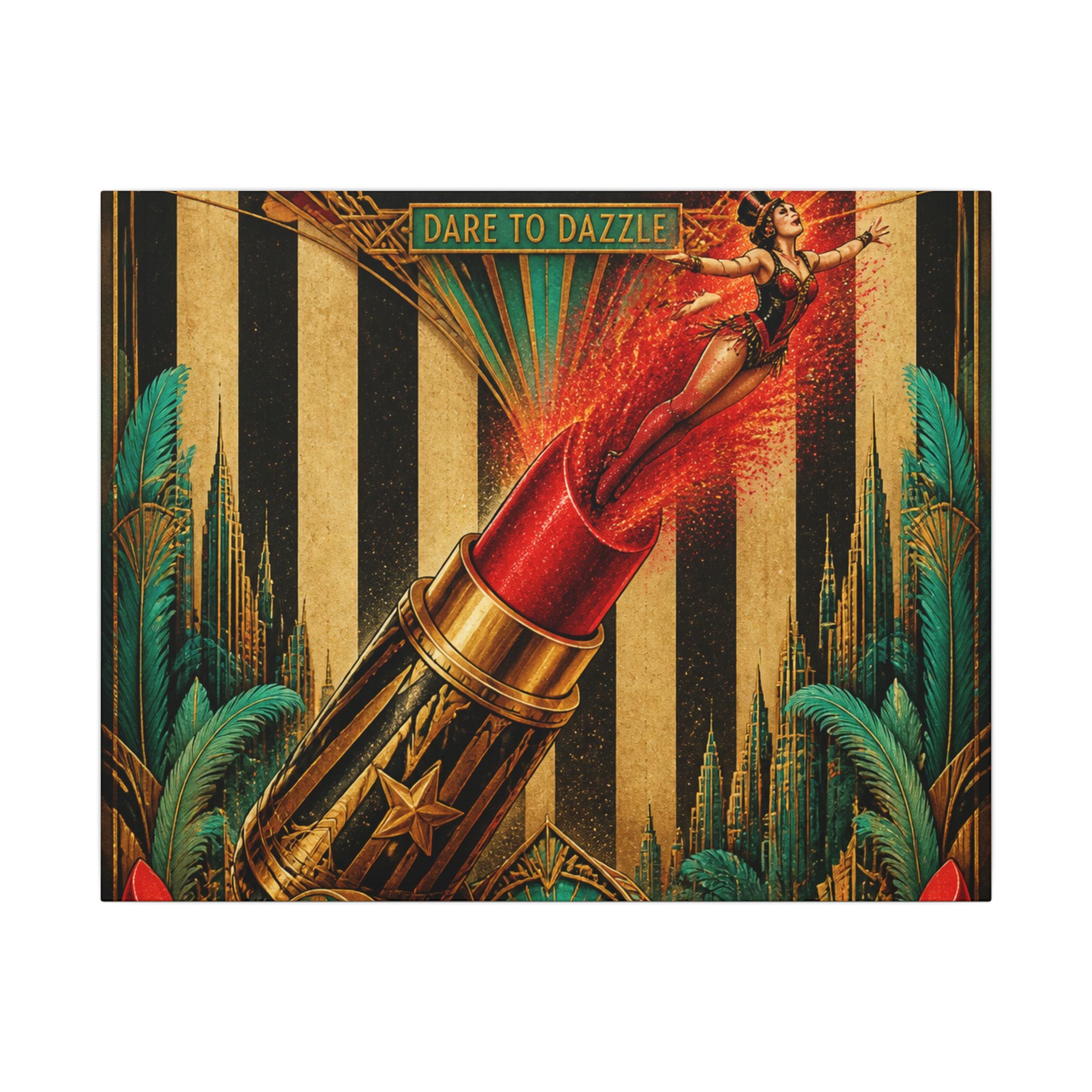 Lipstick Cannon Wall Art Canvas 16×20 Art Deco Entryway Decor Maximalist Print