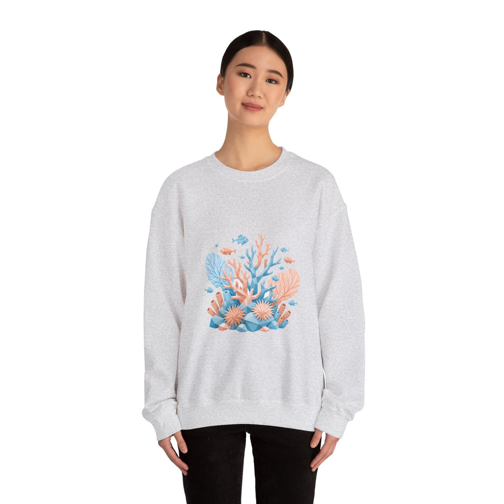 Matching Couple Sweatshirt - Coral Reef & Deep Sea Matching Couple Crewneck Sweatshirt Geometric Art His Hers Couple Gift - Design A