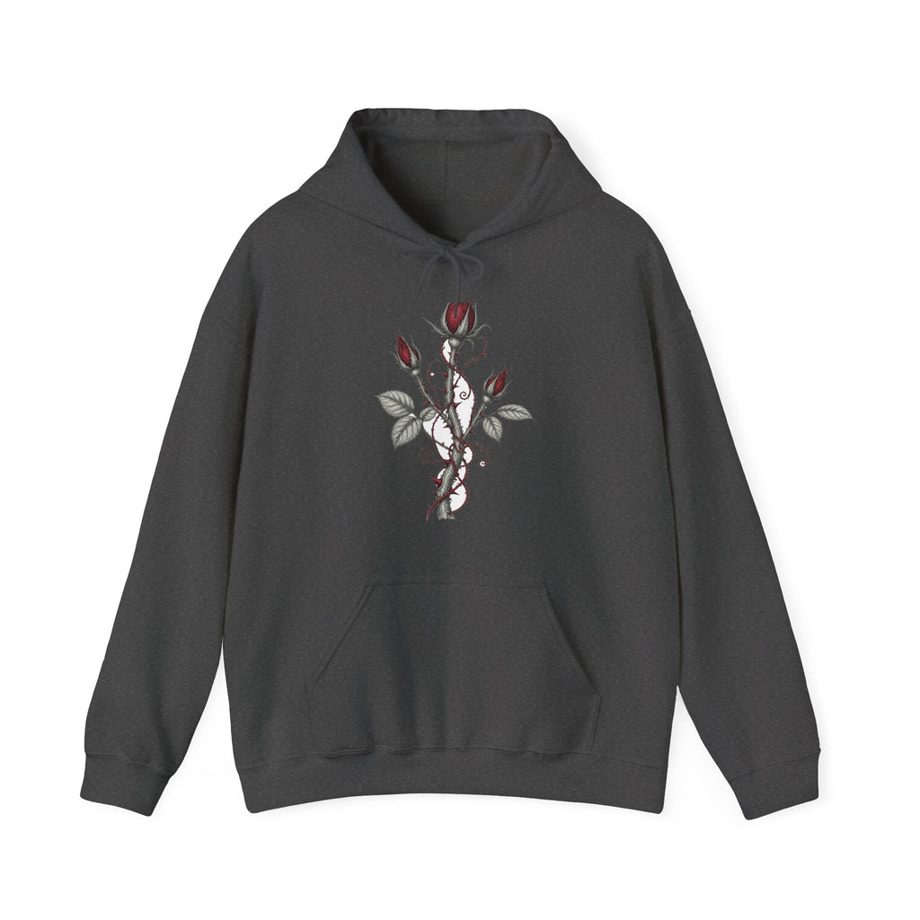 Matching Couple Sweatshirt - Rose & Thorn Matching Couple Hooded Sweatshirt Hand-Drawn Art His Hers Best Friend Gift - Design B