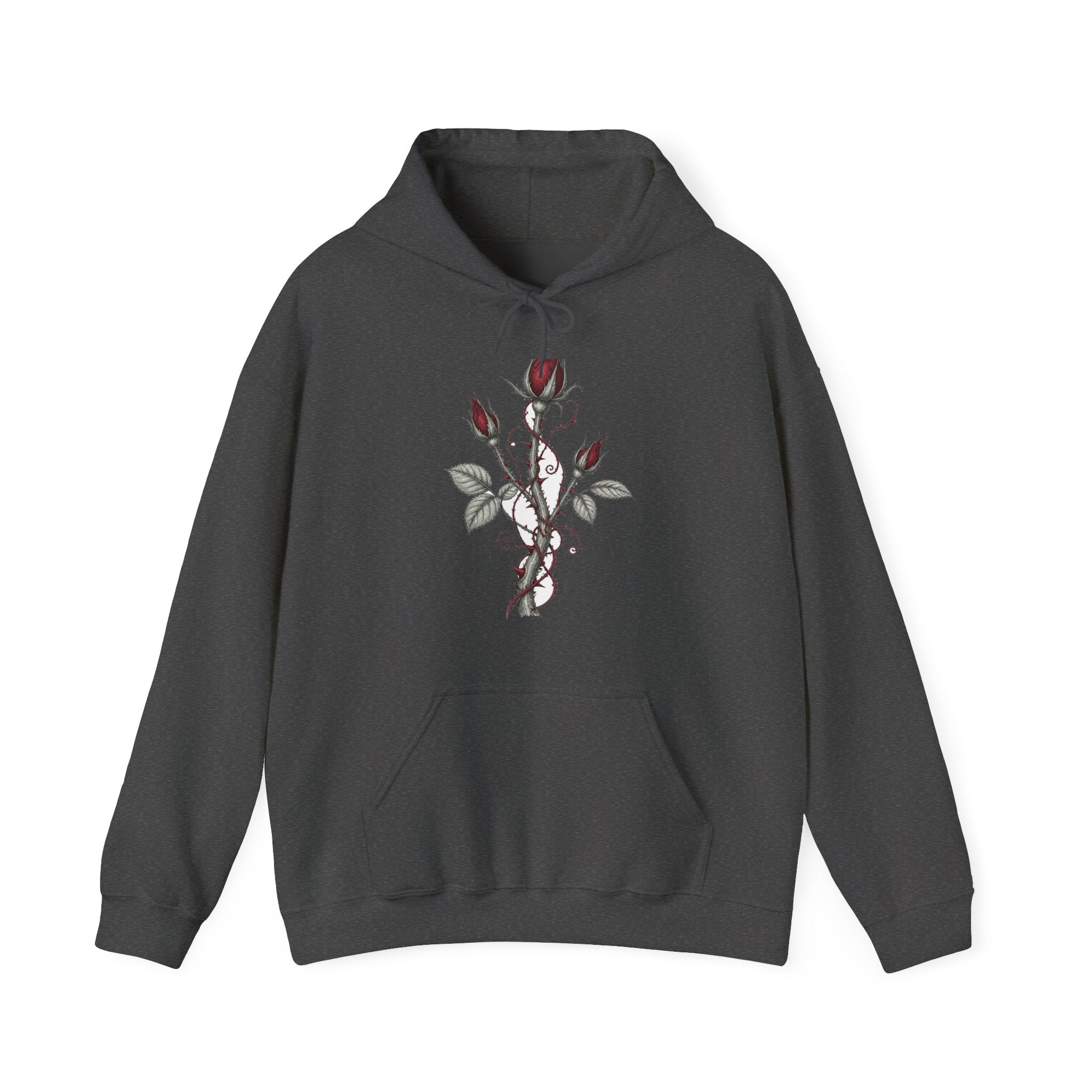 Matching Couple Sweatshirt - Rose & Thorn Matching Couple Hooded Sweatshirt Hand-Drawn Art His Hers Best Friend Gift - Design B