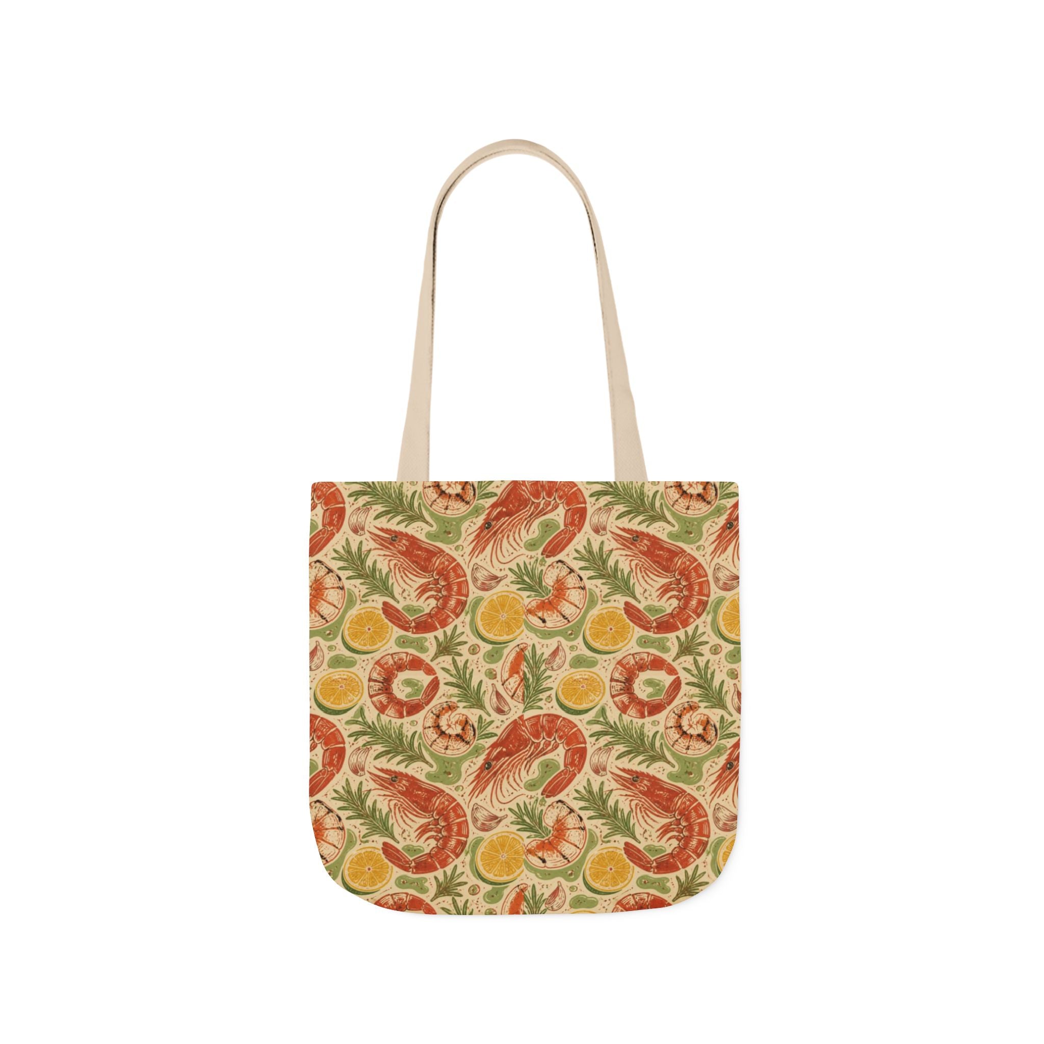 Mediterranean Shrimp Canvas Tote Bag Mediterranean Kitchen Linocut Design Italian Cottagecore Gift