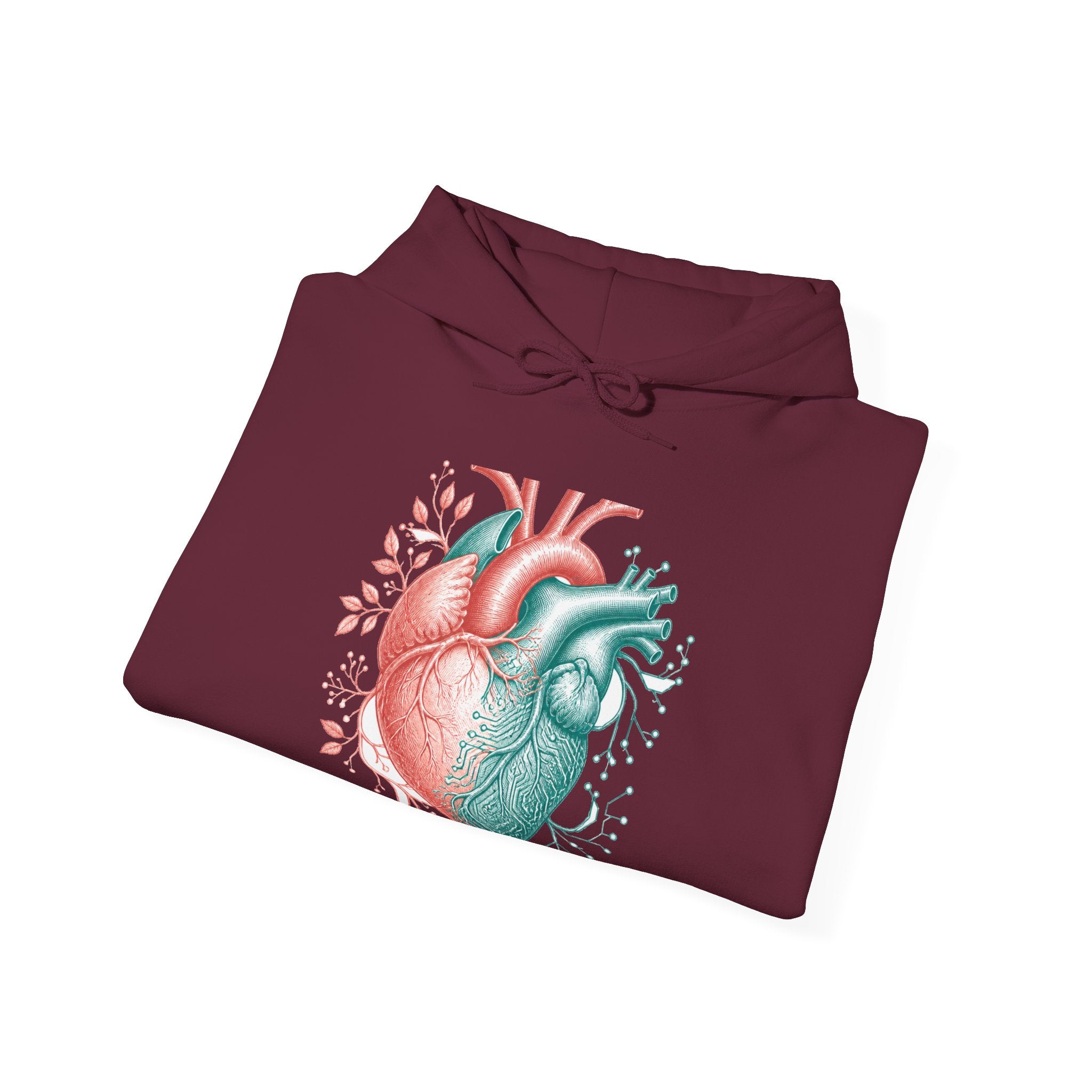 Matching Couple Sweatshirt - Robot & Heart Matching Couple Hooded Sweatshirt Vintage Art His Hers Wedding Gift - Design B