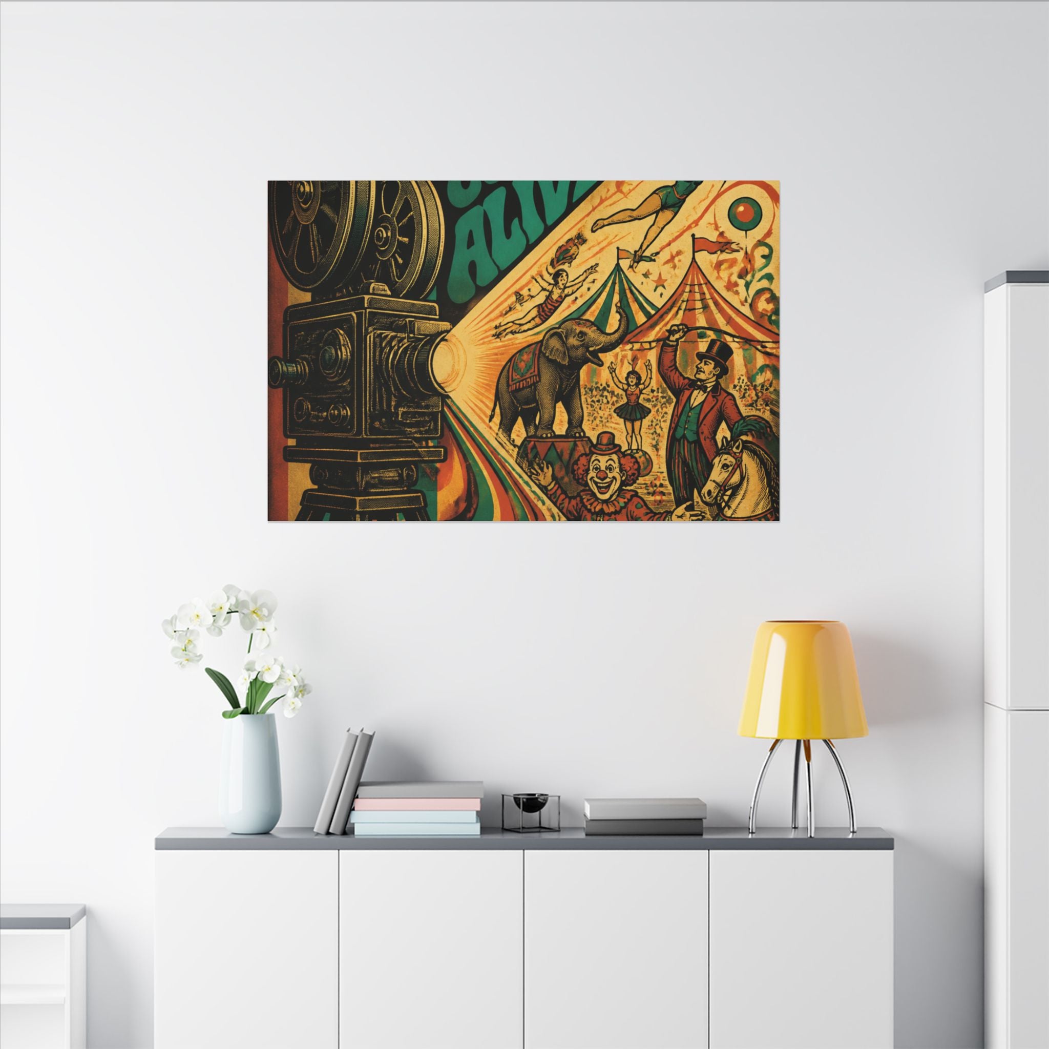 Film Camera Projector Show Wall Art Canvas 16×20 Psychedelic Cafe Decor Maximalist Print