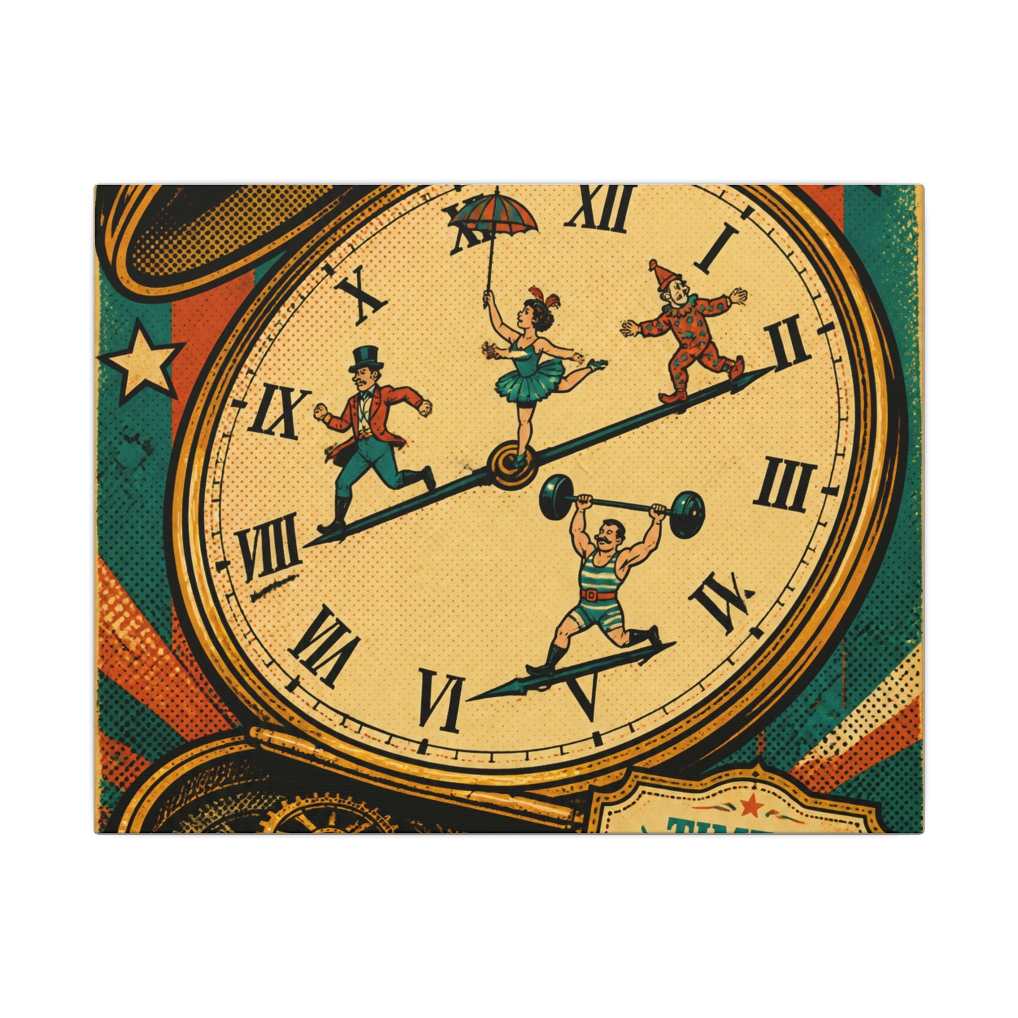 Pocket Watch Performers Wall Art Canvas 24×36 Pop Art Restaurant Decor Maximalist Print