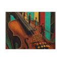 Violin Tightrope Bridge Wall Art Canvas 24×36 Art Deco Bar Area Decor Maximalist Print