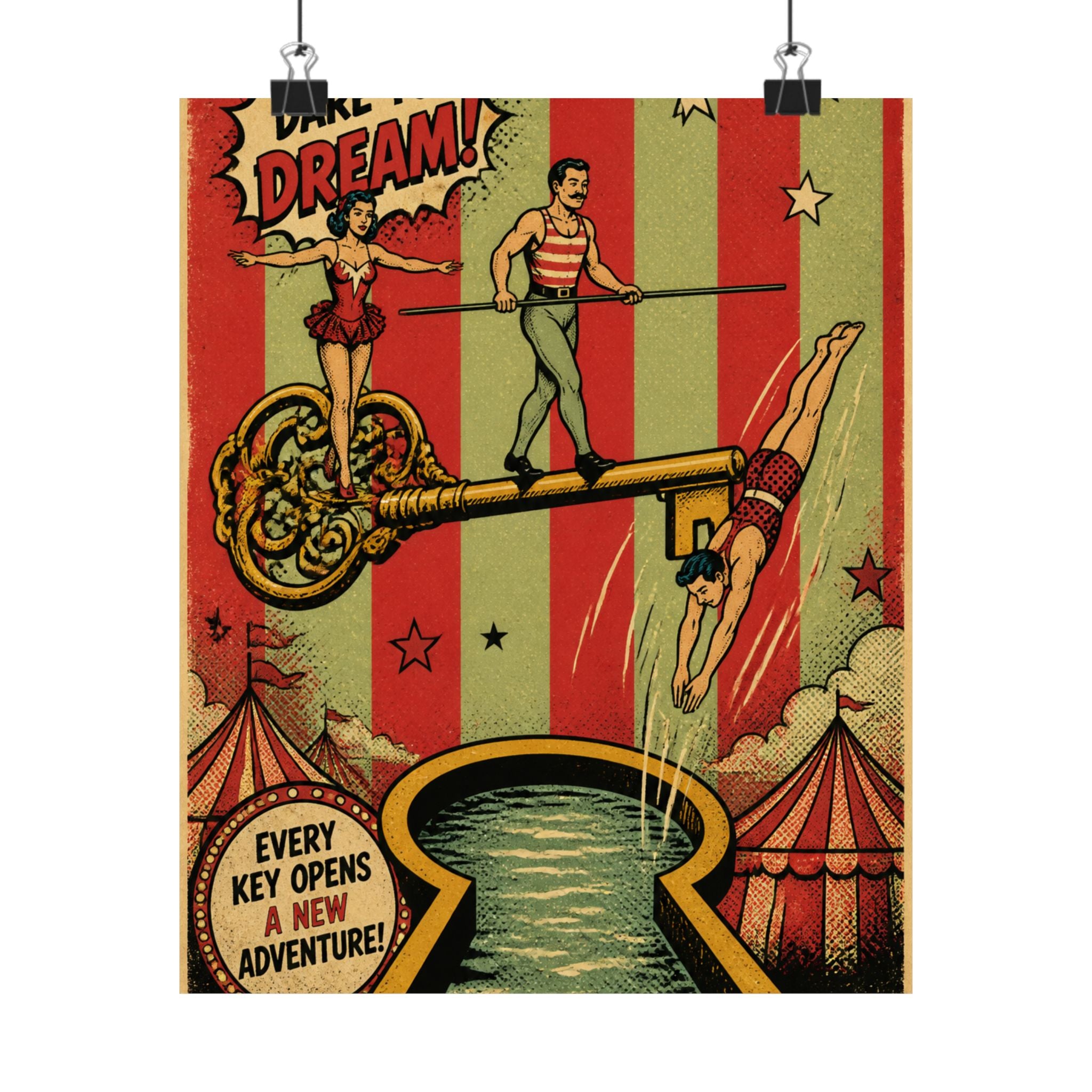 Giant Key Performance Wall Art Poster 18×24 Pop Art Living Room Decor Maximalist Print