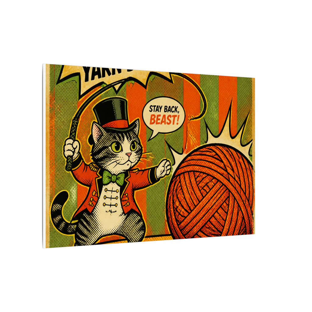 Cat Lion Tamer Wall Art Canvas 16×20 Pop Art Living Room Decor Maximalist Print