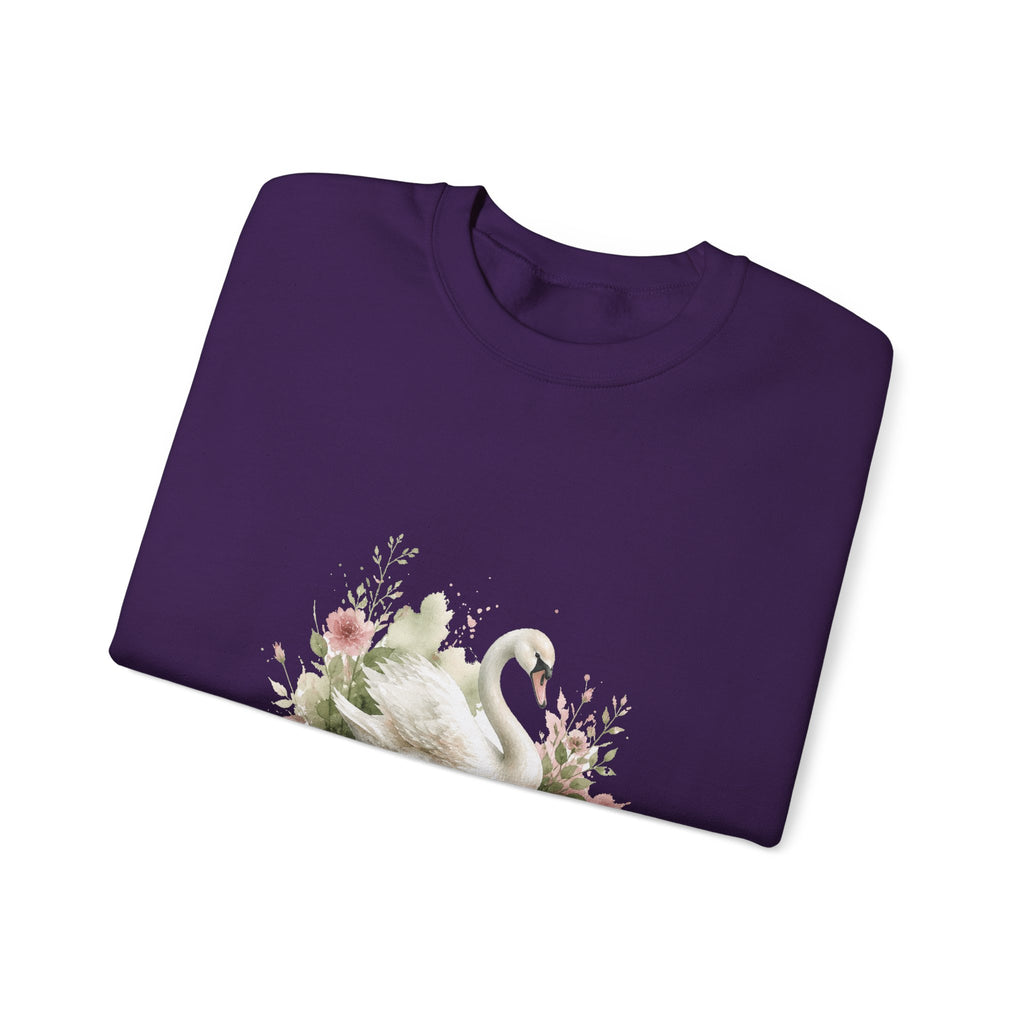 Matching Couple Sweatshirt - Raven & Swan Matching Couple Crewneck Sweatshirt Watercolor Art His Hers Engagement Gift - Design B