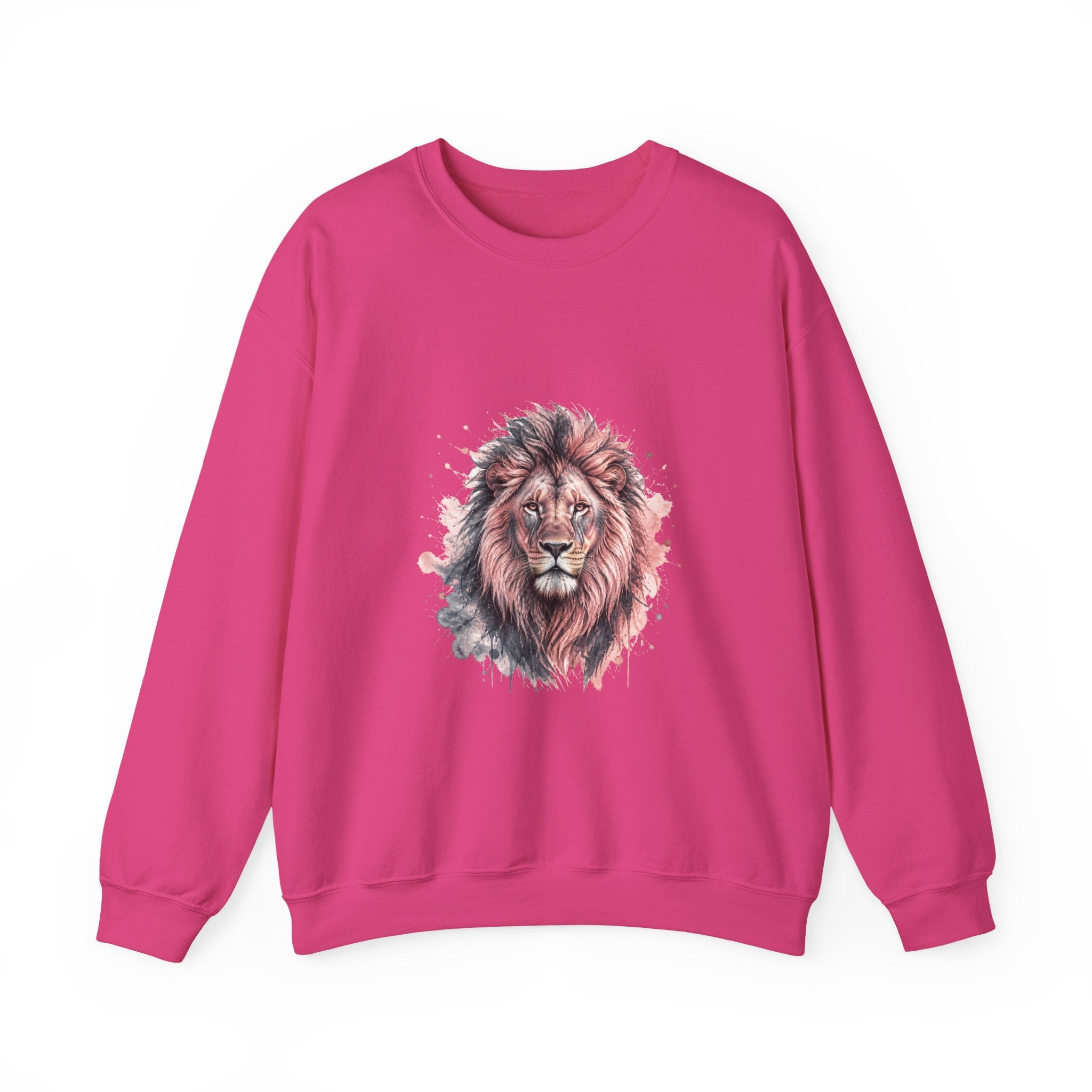 Matching Couple Sweatshirt - Lion & Lamb Matching Couple Crewneck Sweatshirt Watercolor Art His Hers Engagement Gift - Design A