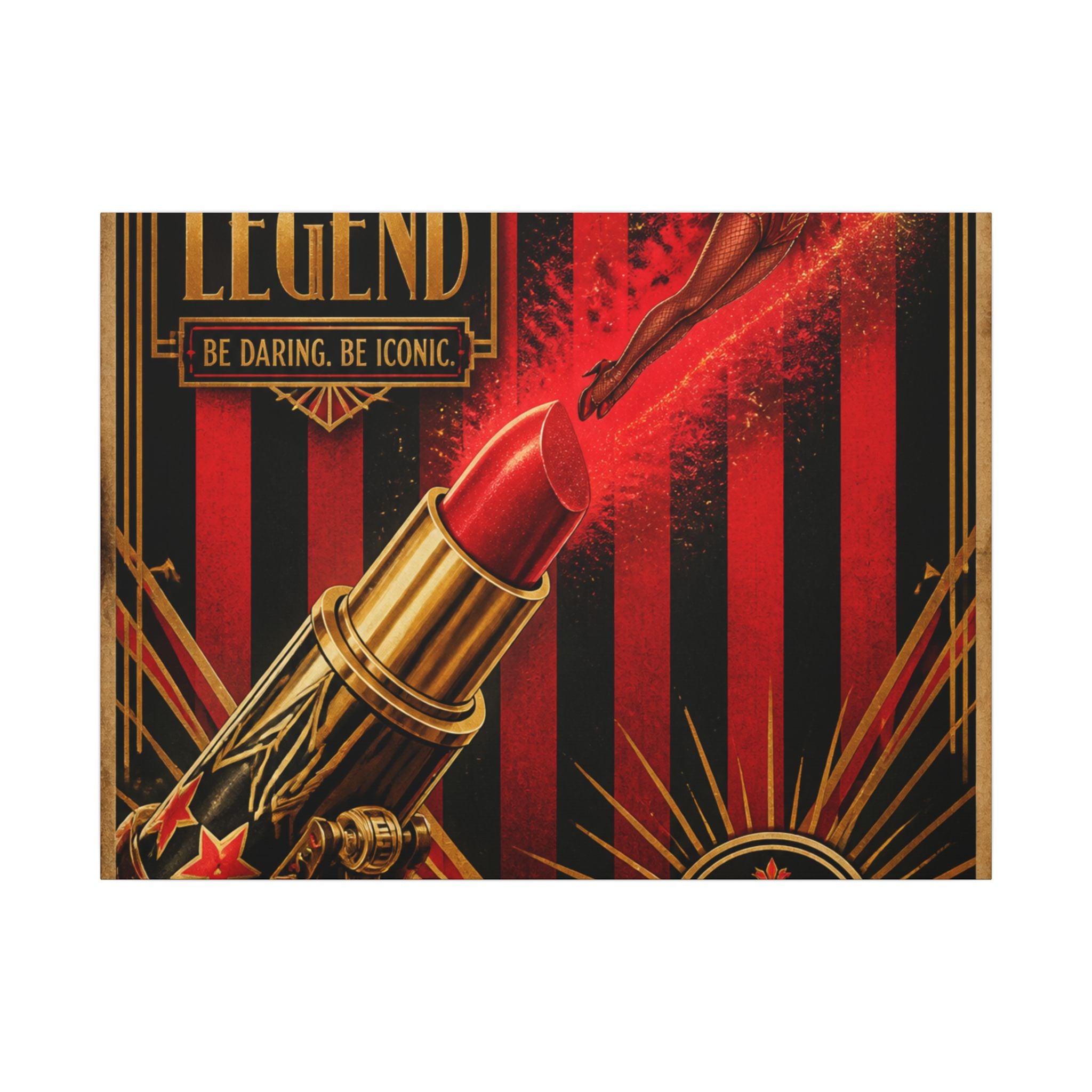 Lipstick Cannon Wall Art Canvas 24×36 Art Deco Bar Area Decor Maximalist Print