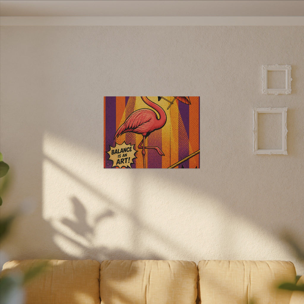 Flamingo Tightrope Wall Art Canvas 24×36 Pop Art Restaurant Decor Maximalist Print