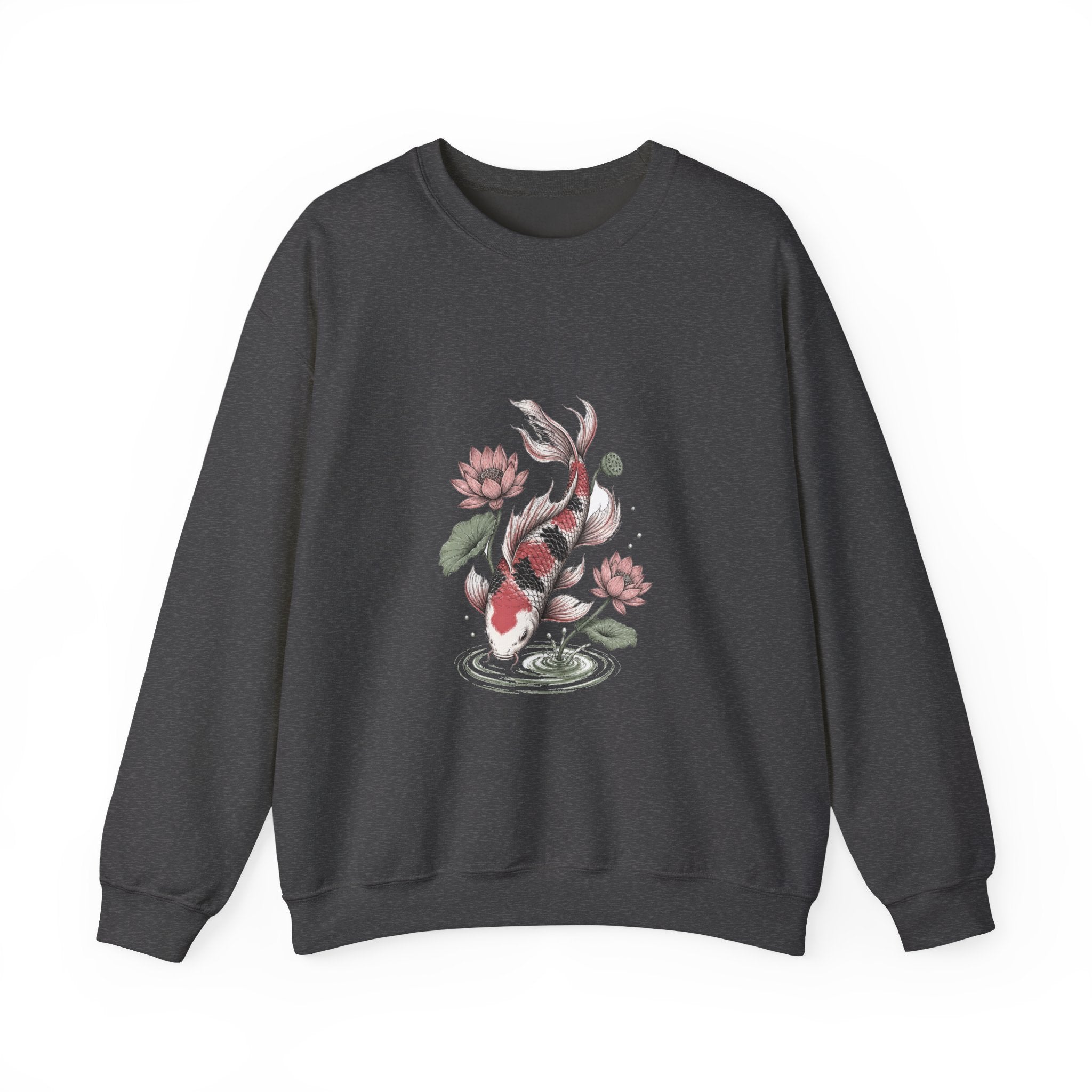 Matching Couple Sweatshirt - Koi Fish Yin Yang Matching Couple Premium Fleece Sweatshirt Hand-Drawn Art His Hers Anniversary Gift - Design B