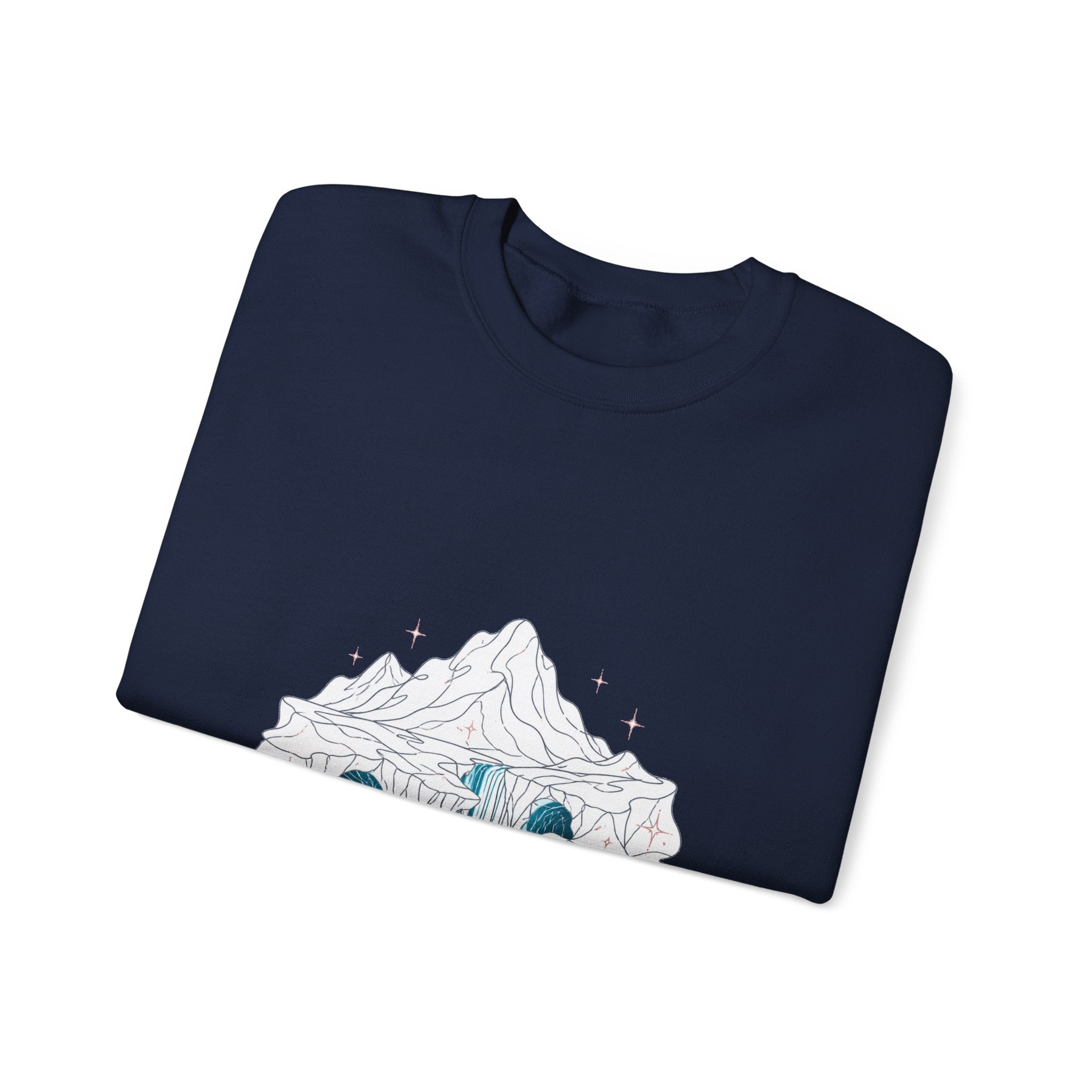 Matching Couple Sweatshirt - Volcano & Glacier Matching Couple Premium Fleece Sweatshirt Minimalist Art His Hers Christmas Gift - Design B