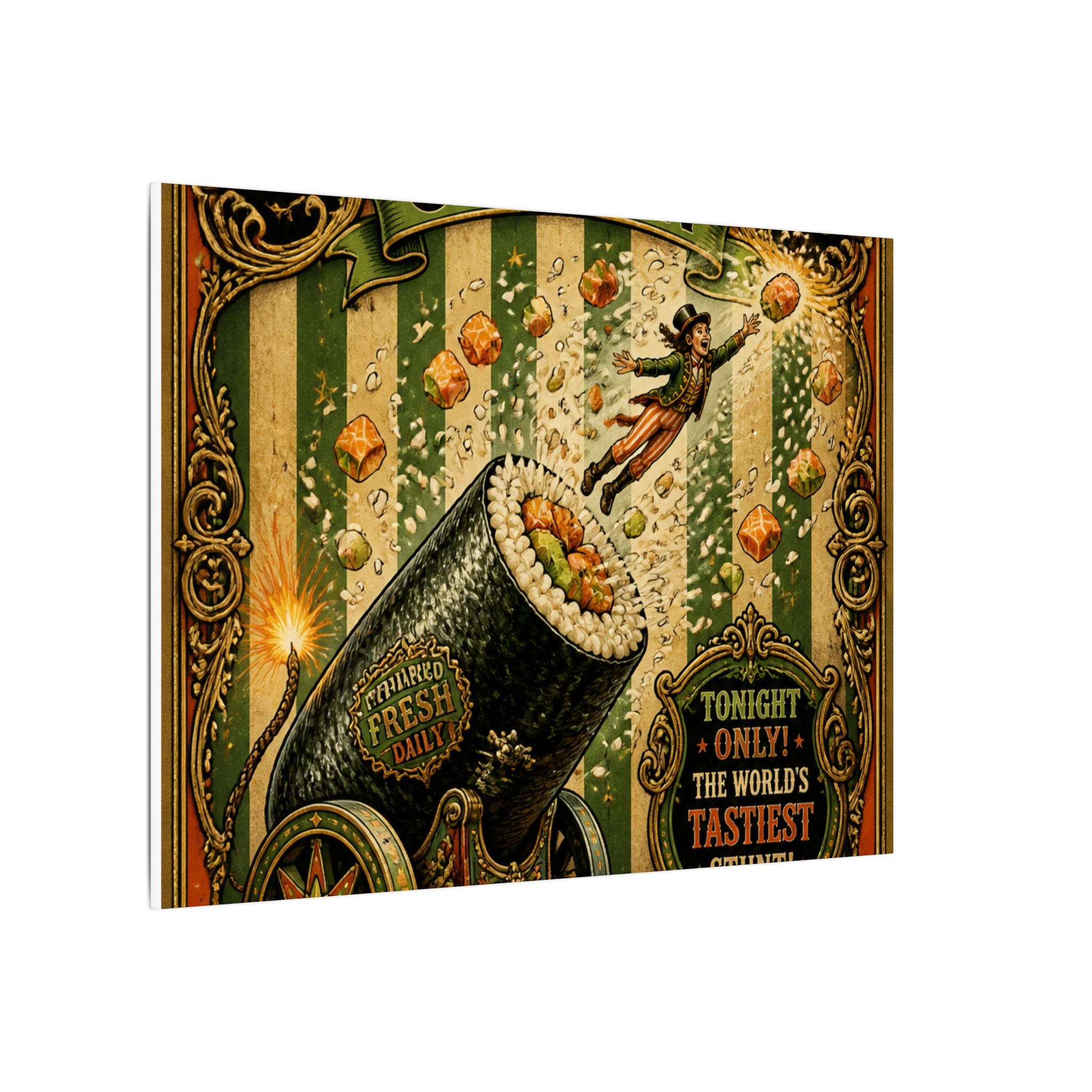 Sushi Roll Cannon Wall Art Canvas 16×20 Baroque Home Office Decor Maximalist Print
