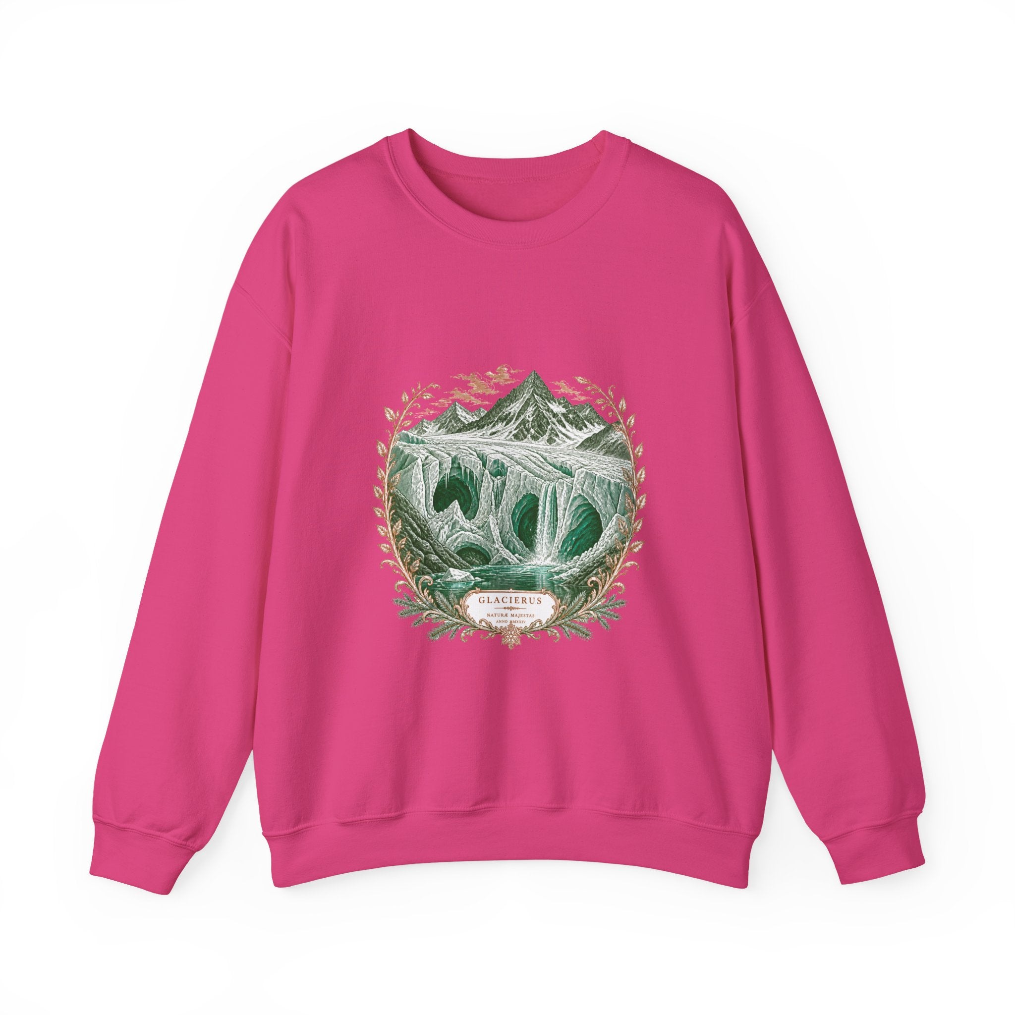 Matching Couple Sweatshirt - Volcano & Glacier Matching Couple Crewneck Sweatshirt Vintage Art His Hers Wedding Gift - Design B