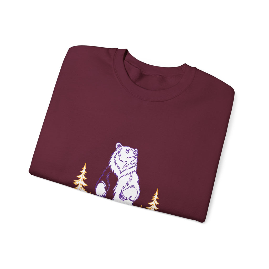 Matching Couple Sweatshirt - Bear & Deer Matching Couple Crewneck Sweatshirt Minimalist Art His Hers Valentine Gift - Design A