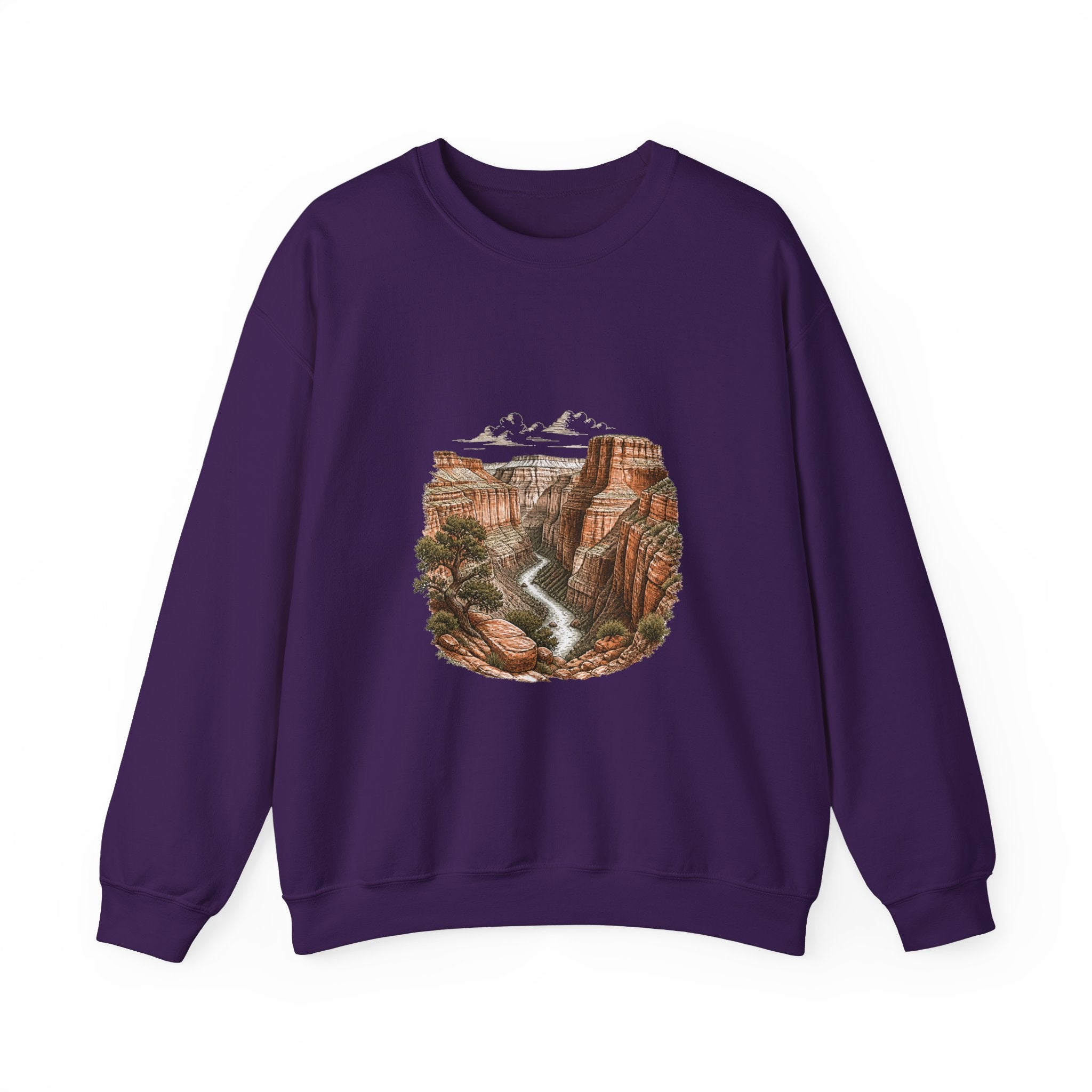 Matching Couple Sweatshirt - Lavender Fields & Canyon Matching Couple Premium Fleece Sweatshirt Hand-Drawn Art His Hers Anniversary Gift - Design B