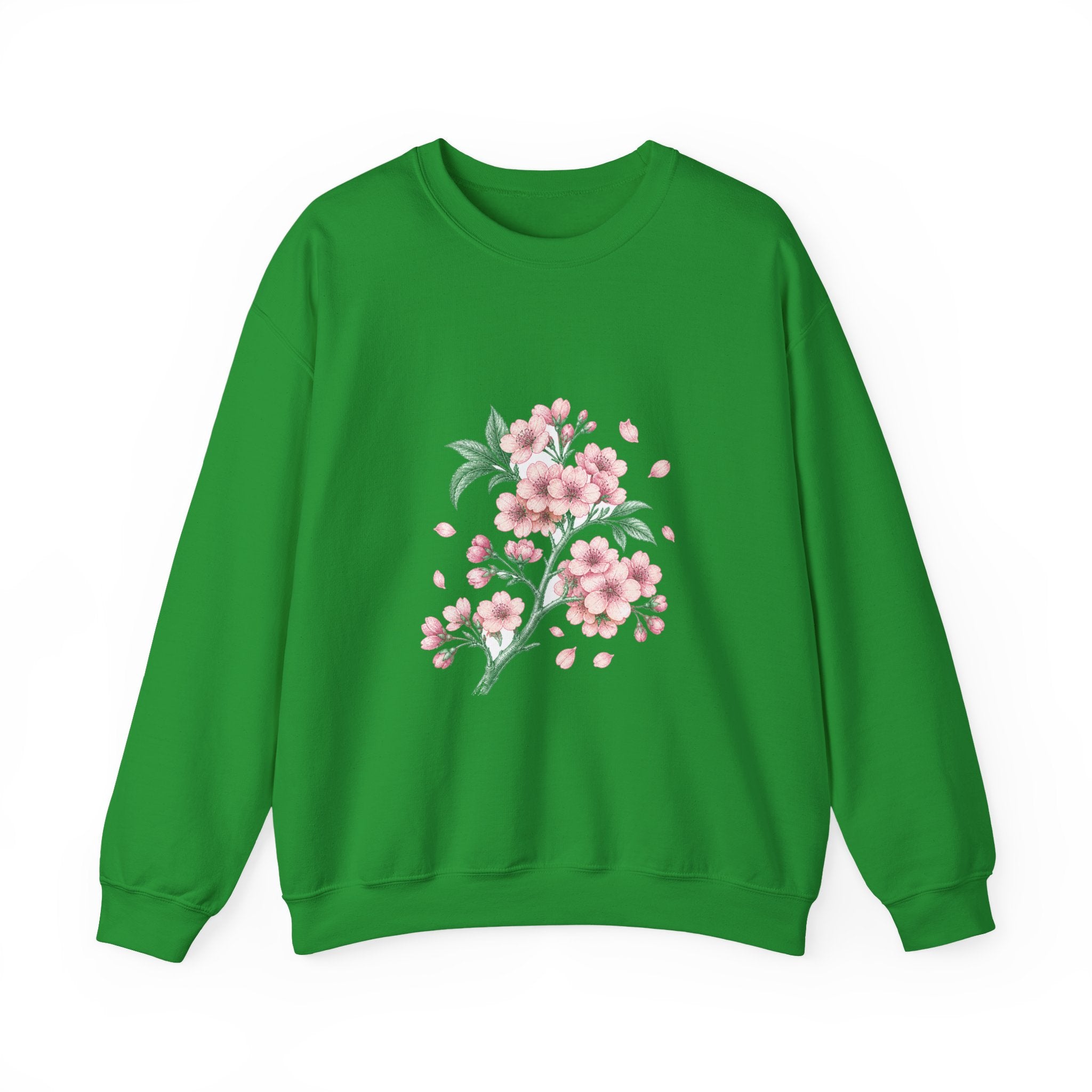 Matching Couple Sweatshirt - Cherry Blossom & Maple Leaf Matching Couple Premium Fleece Sweatshirt Vintage Art His Hers Honeymoon Gift - Design A