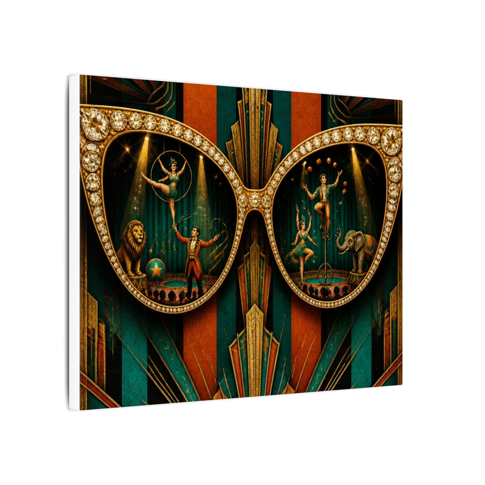 Sunglasses Circus Ring Wall Art Canvas 24×36 Art Deco Bar Area Decor Maximalist Print
