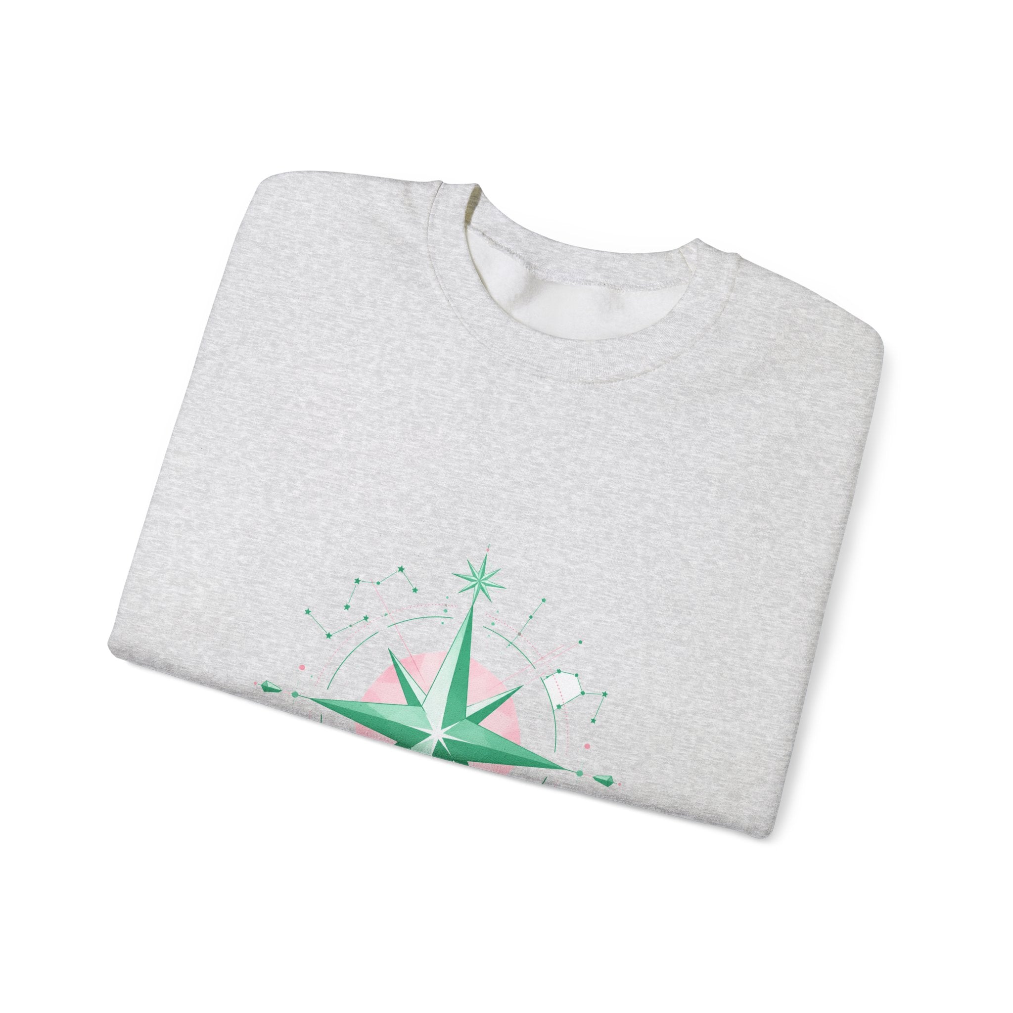 Matching Couple Sweatshirt - Shooting Star & North Star Matching Couple Premium Fleece Sweatshirt Geometric Art His Hers Love Gift - Design B