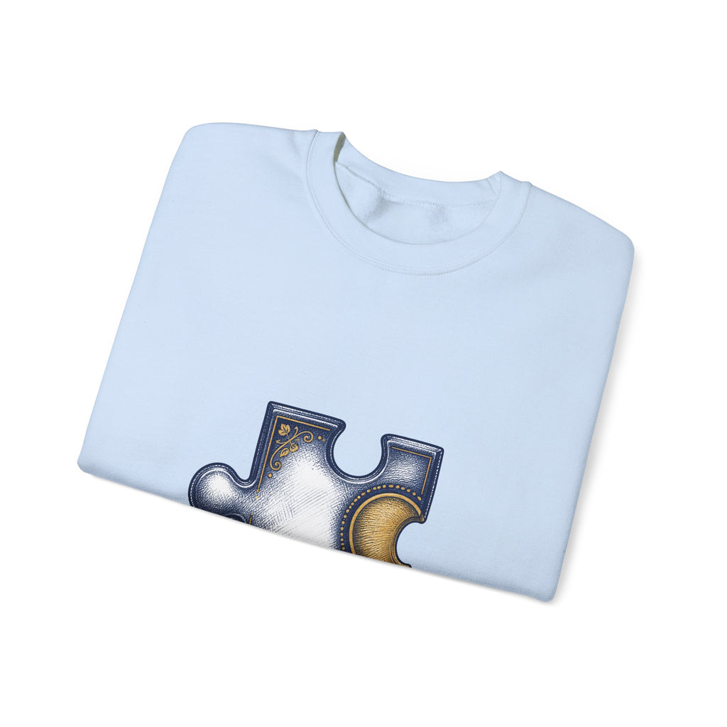 Matching Couple Sweatshirt - Puzzle Pieces Matching Couple Premium Fleece Sweatshirt Hand-Drawn Art His Hers Anniversary Gift - Design A