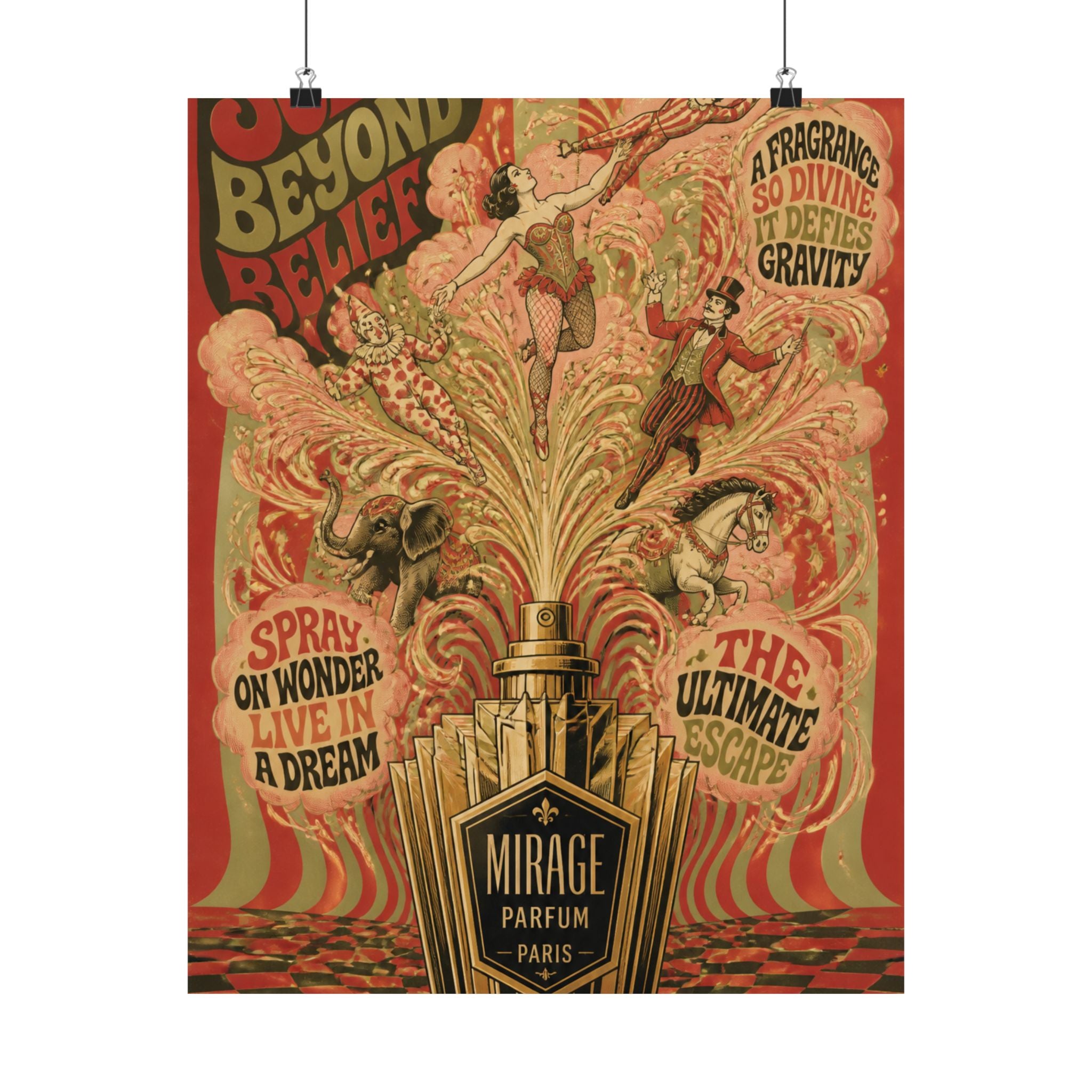 Perfume Bottle Fountain Wall Art Poster 18×24 Psychedelic Cafe Decor Maximalist Print