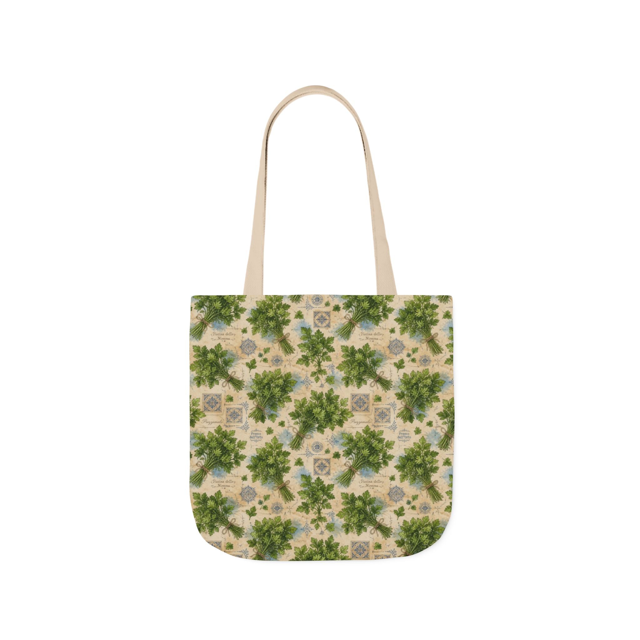 Fresh Parsley Canvas Tote Bag Mediterranean Kitchen Watercolor Design Italian Cottagecore Gift