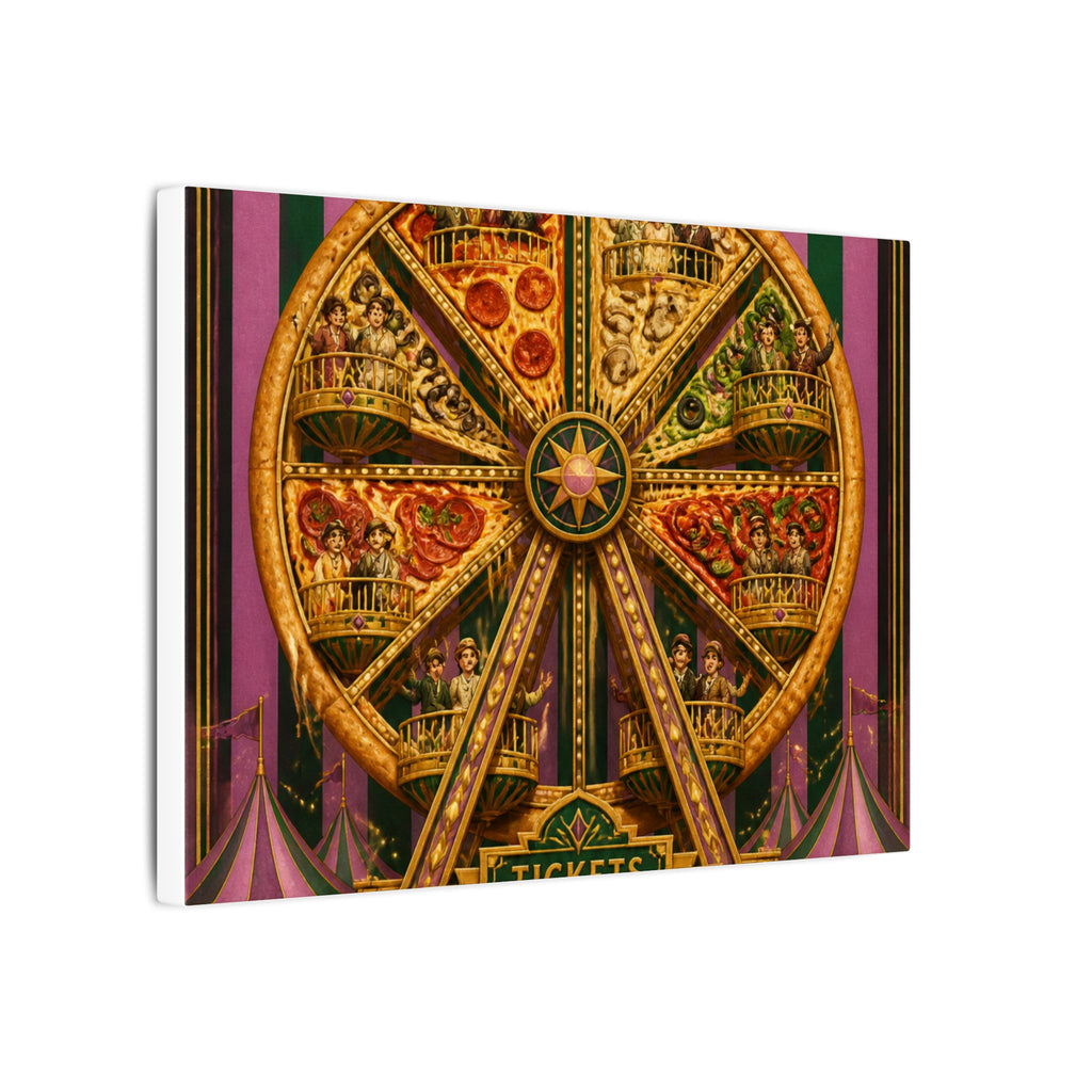 Pizza Ferris Wheel Wall Art Canvas 24×36 Art Deco Bar Area Decor Maximalist Print