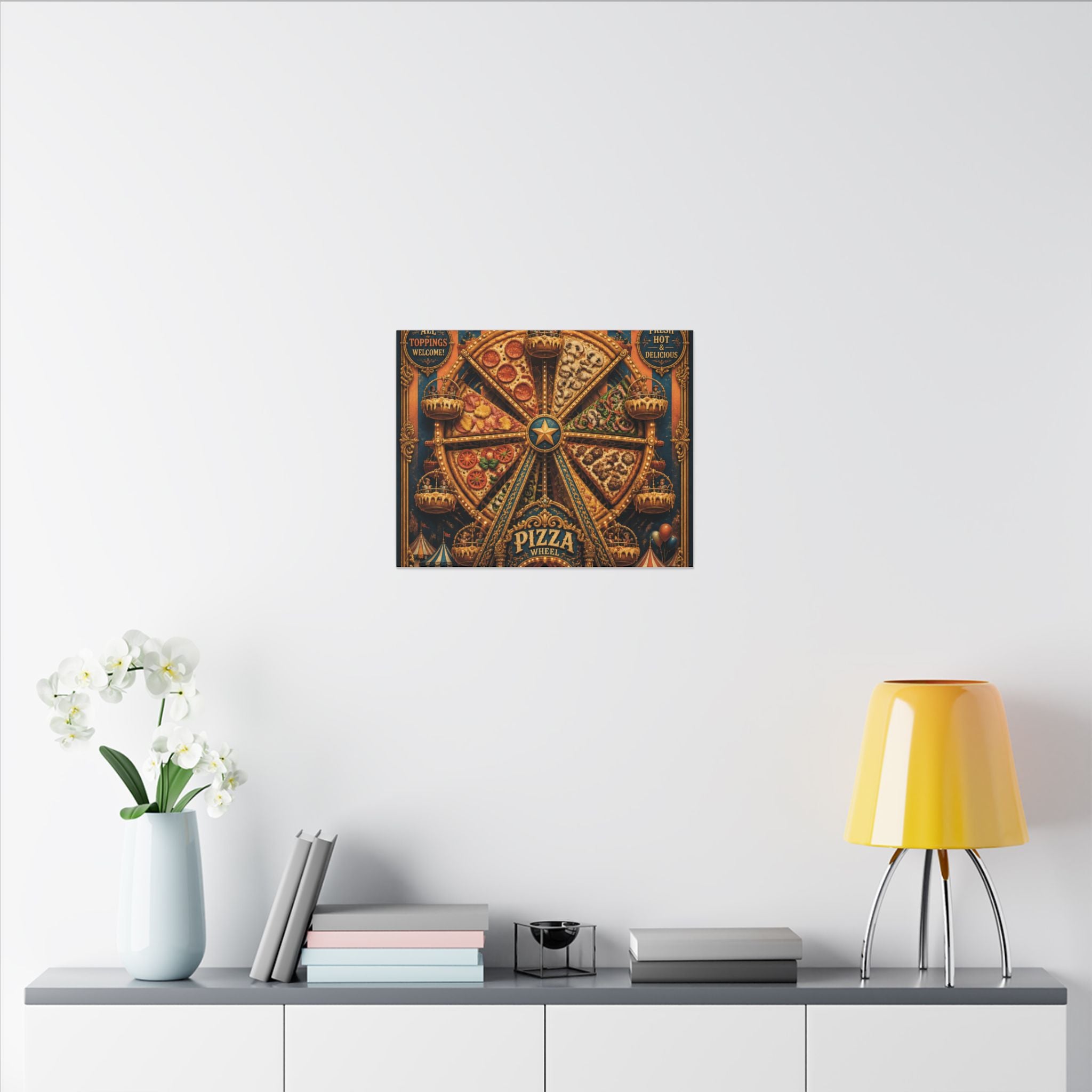 Pizza Ferris Wheel Wall Art Canvas 24×36 Baroque Studio Decor Maximalist Print
