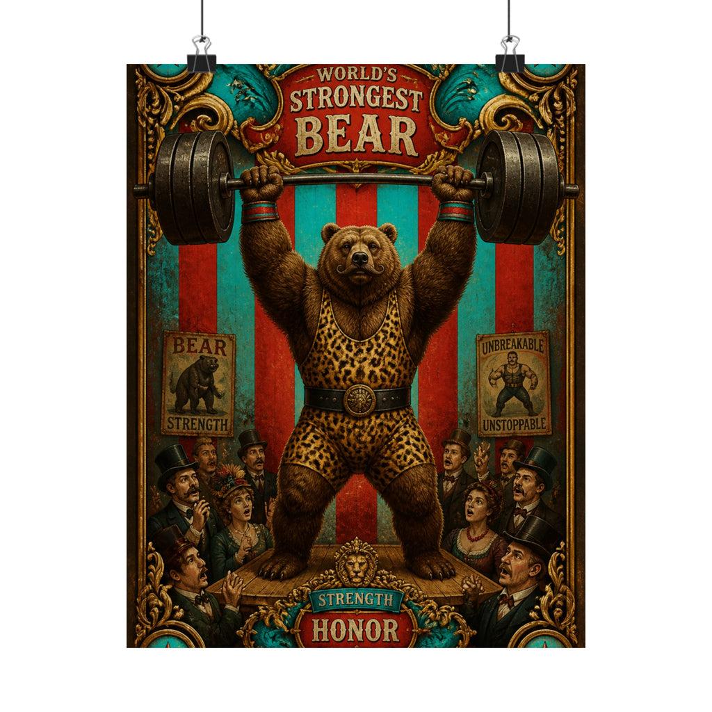 Strongman Bear Wall Art Poster 24×36 Baroque Studio Decor Maximalist Print