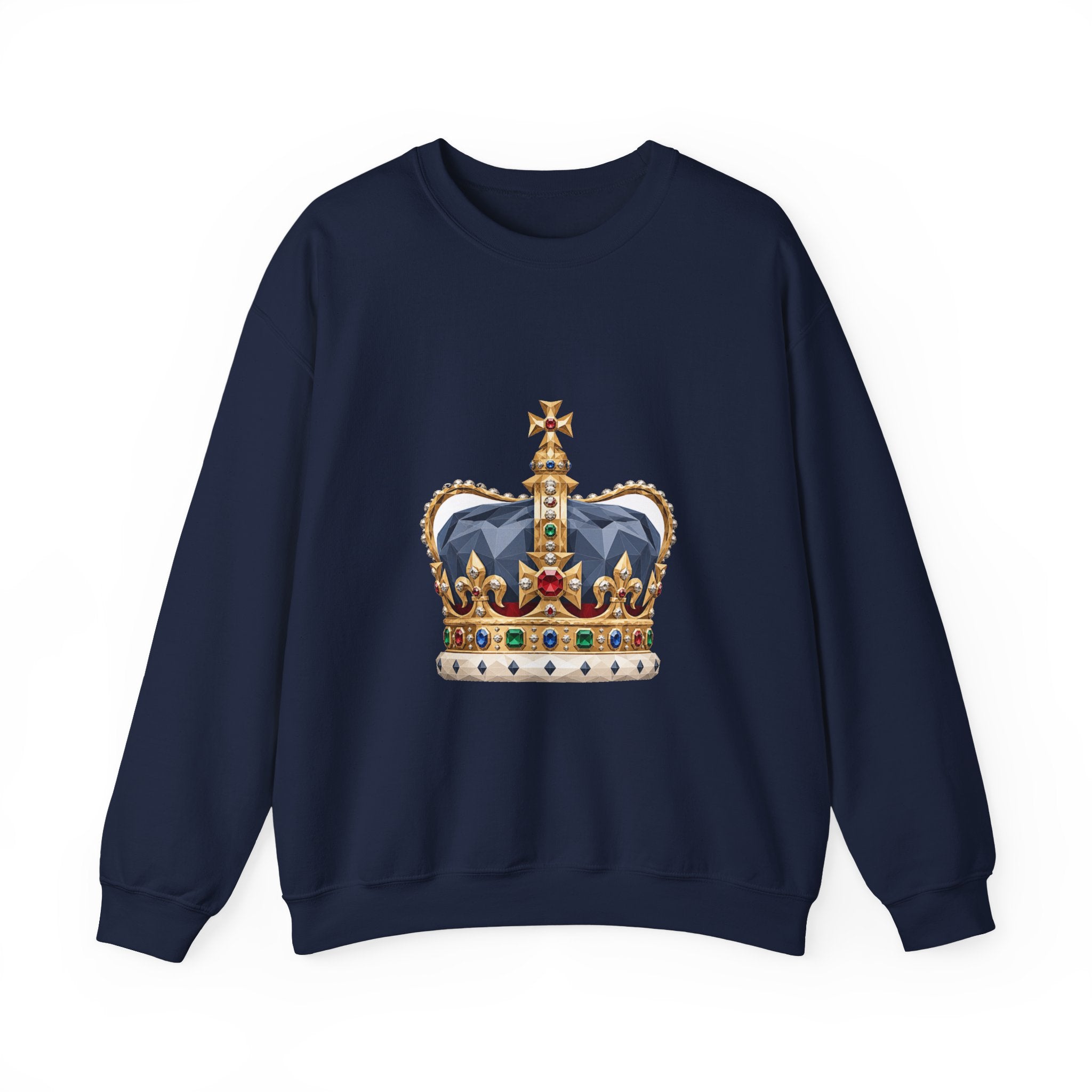 Matching Couple Sweatshirt - Crown & Shield Matching Couple Crewneck Sweatshirt Geometric Art His Hers Couple Gift - Design A