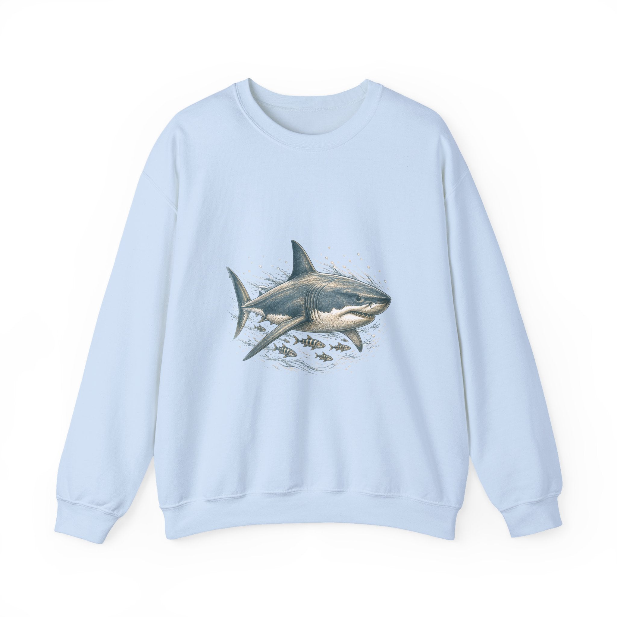 Matching Couple Sweatshirt - Shark & Dolphin Matching Couple Premium Fleece Sweatshirt Hand-Drawn Art His Hers Anniversary Gift - Design A