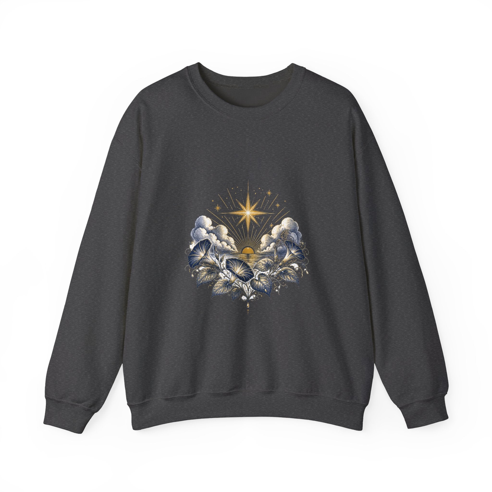 Matching Couple Sweatshirt - Evening & Morning Star Matching Couple Crewneck Sweatshirt Vintage Art His Hers Wedding Gift - Design B