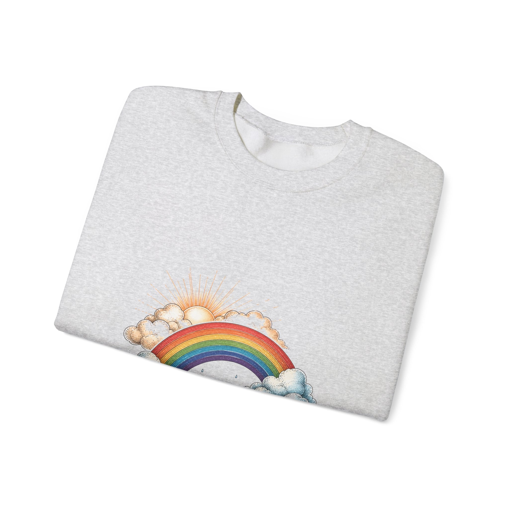 Matching Couple Sweatshirt - Storm & Rainbow Matching Couple Comfort Colors Crew Hand-Drawn Art His Hers Anniversary Gift - Design B