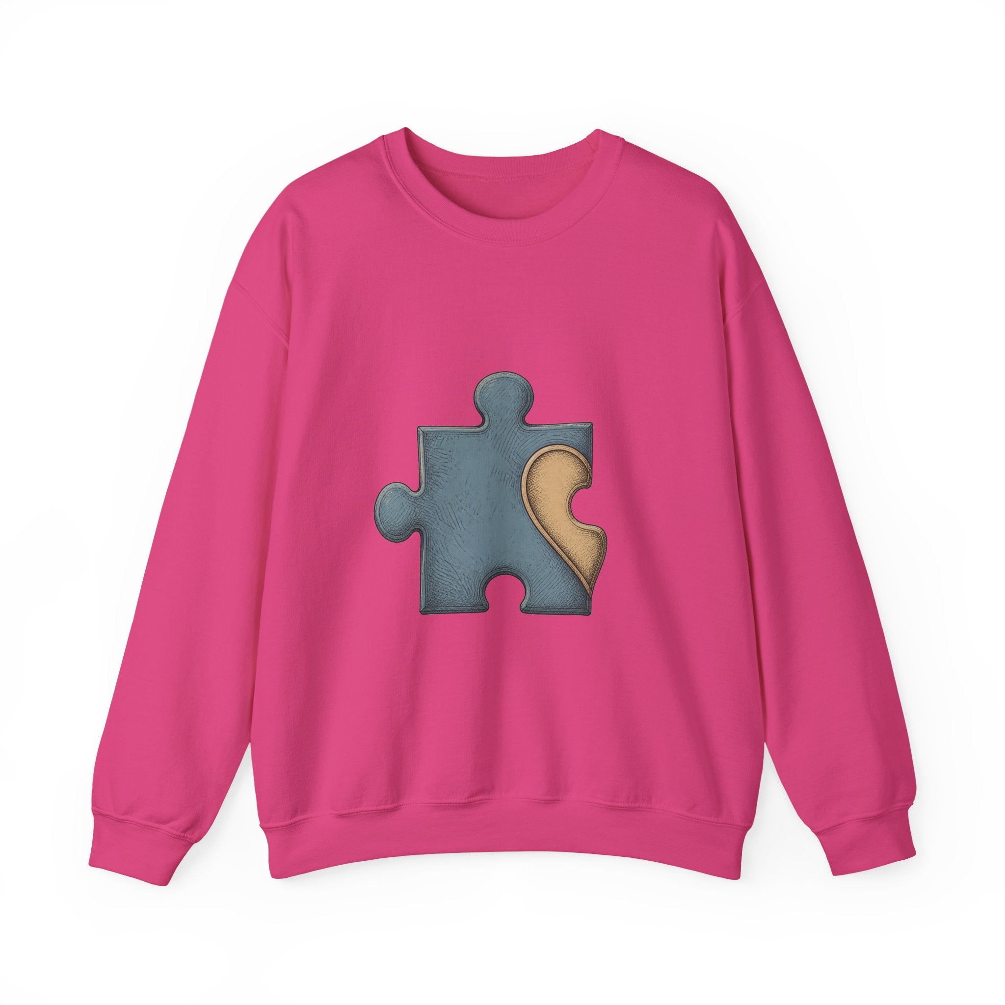 Matching Couple Sweatshirt - Puzzle Pieces Matching Couple Comfort Colors Crew Hand-Drawn Art His Hers Anniversary Gift - Design A