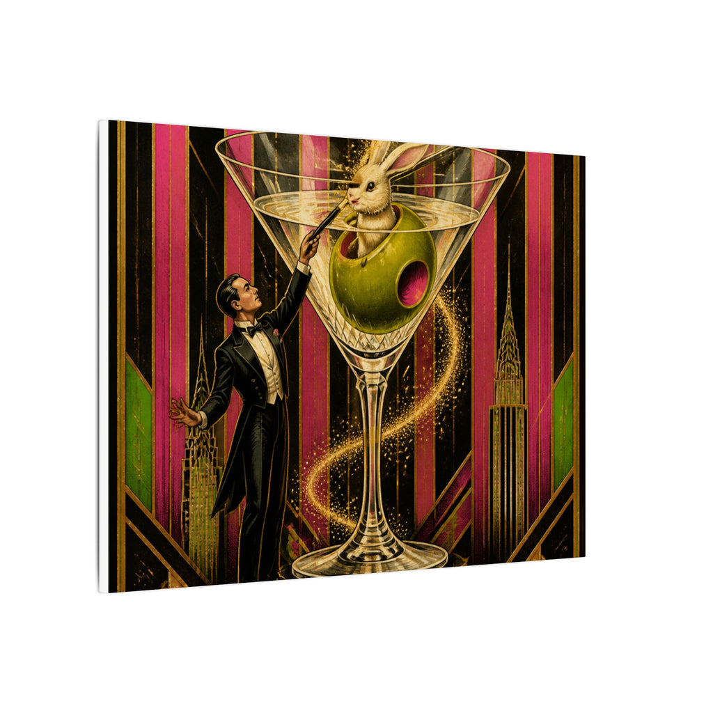 Martini Magician Wall Art Canvas 24×36 Art Deco Bar Area Decor Maximalist Print