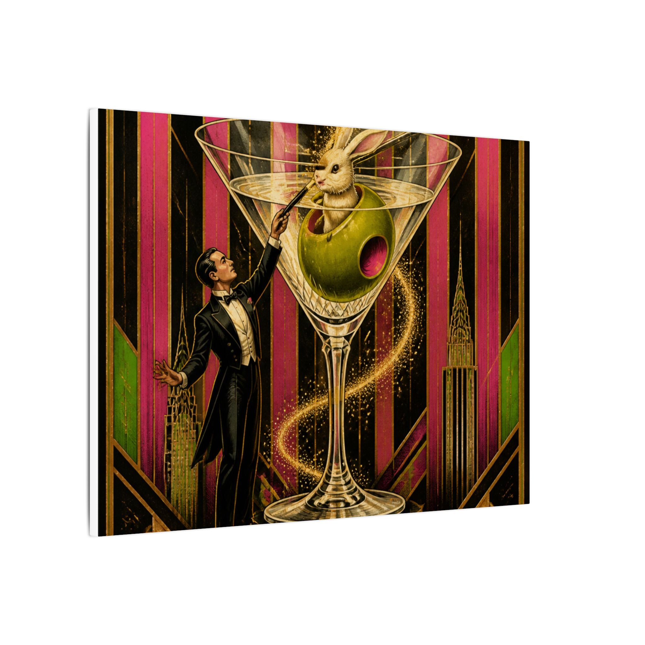 Martini Magician Wall Art Canvas 24×36 Art Deco Bar Area Decor Maximalist Print