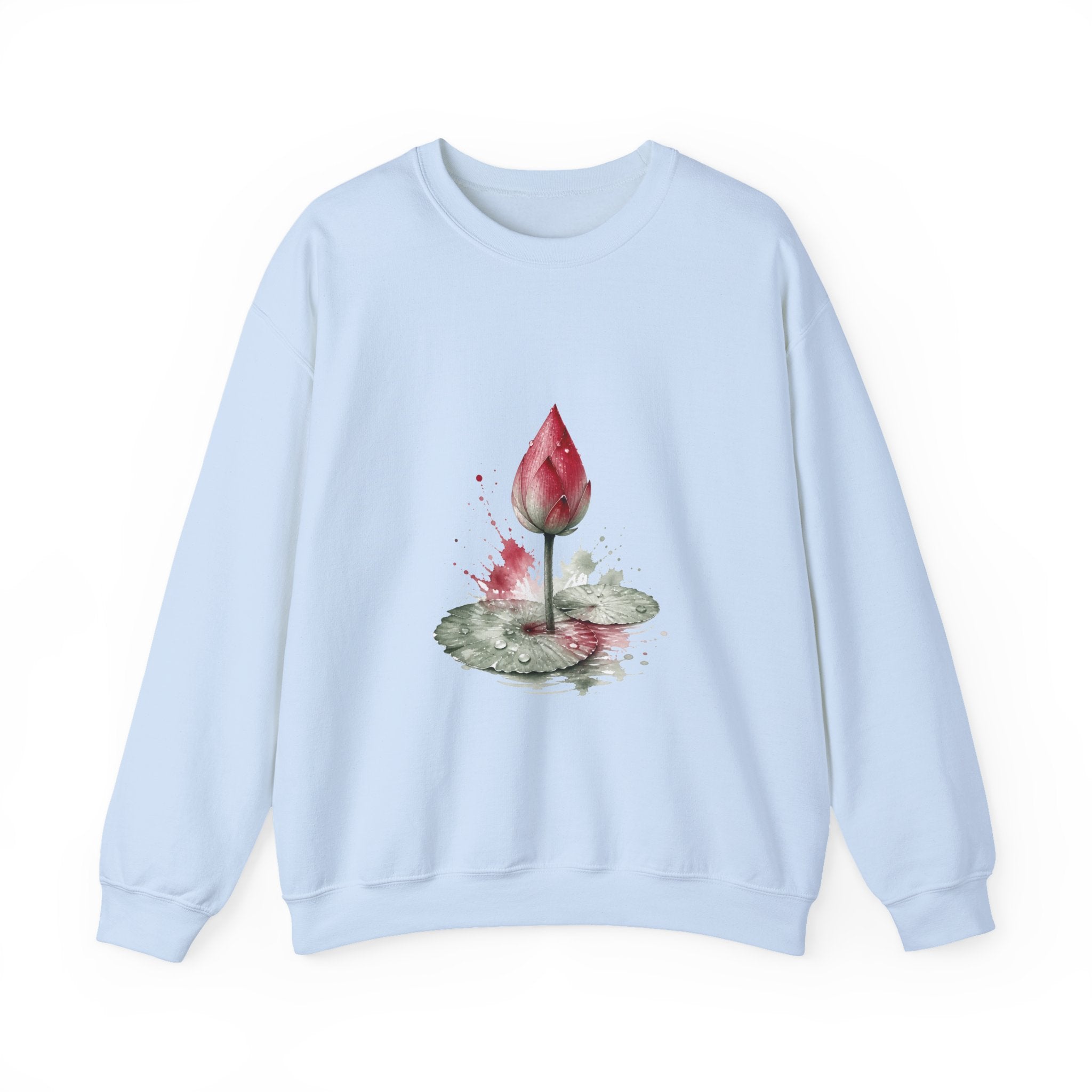 Matching Couple Sweatshirt - Open & Closed Lotus Matching Couple Crewneck Sweatshirt Watercolor Art His Hers Engagement Gift - Design B