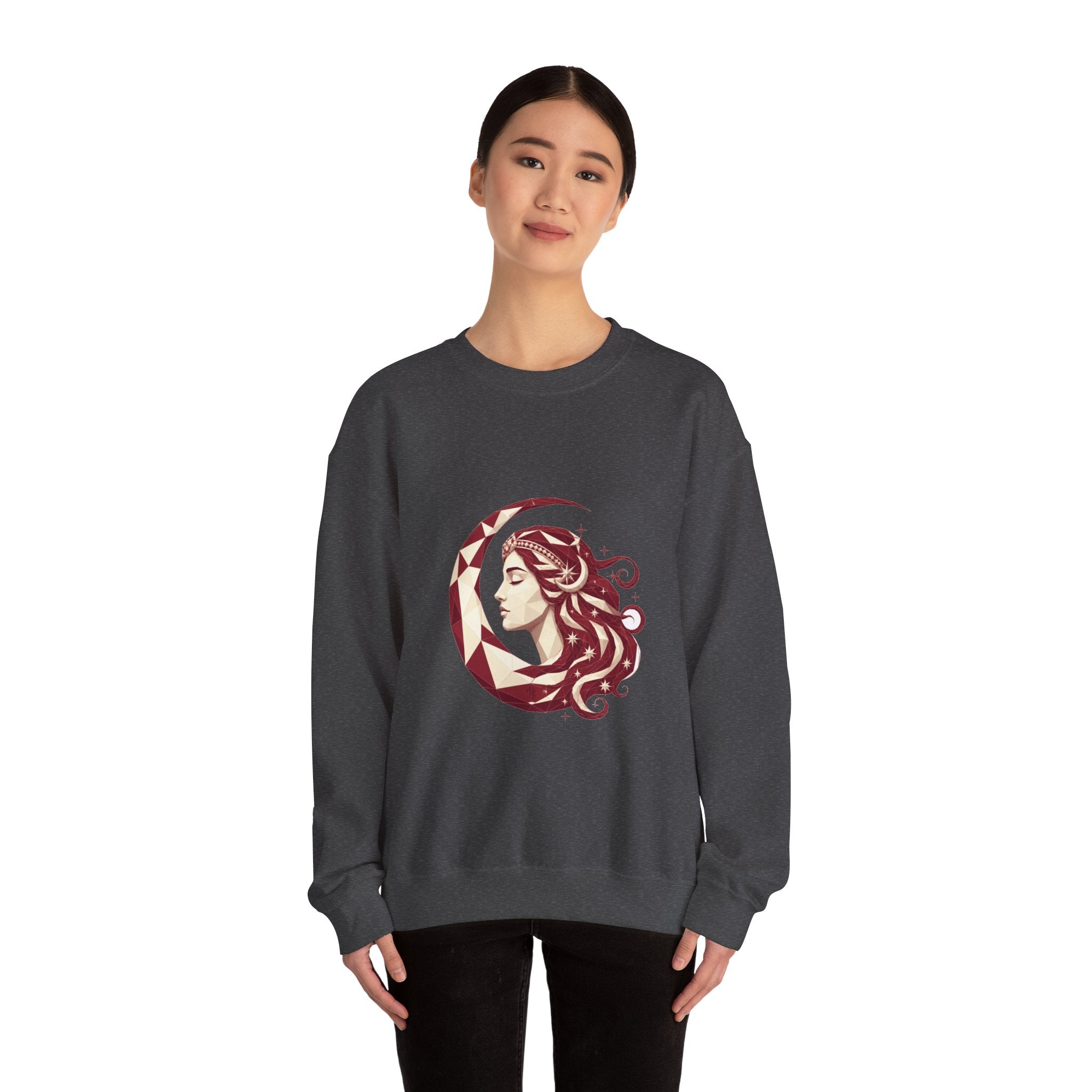 Matching Couple Sweatshirt - Helios & Selene Matching Couple Comfort Colors Crew Geometric Art His Hers Love Gift - Design B