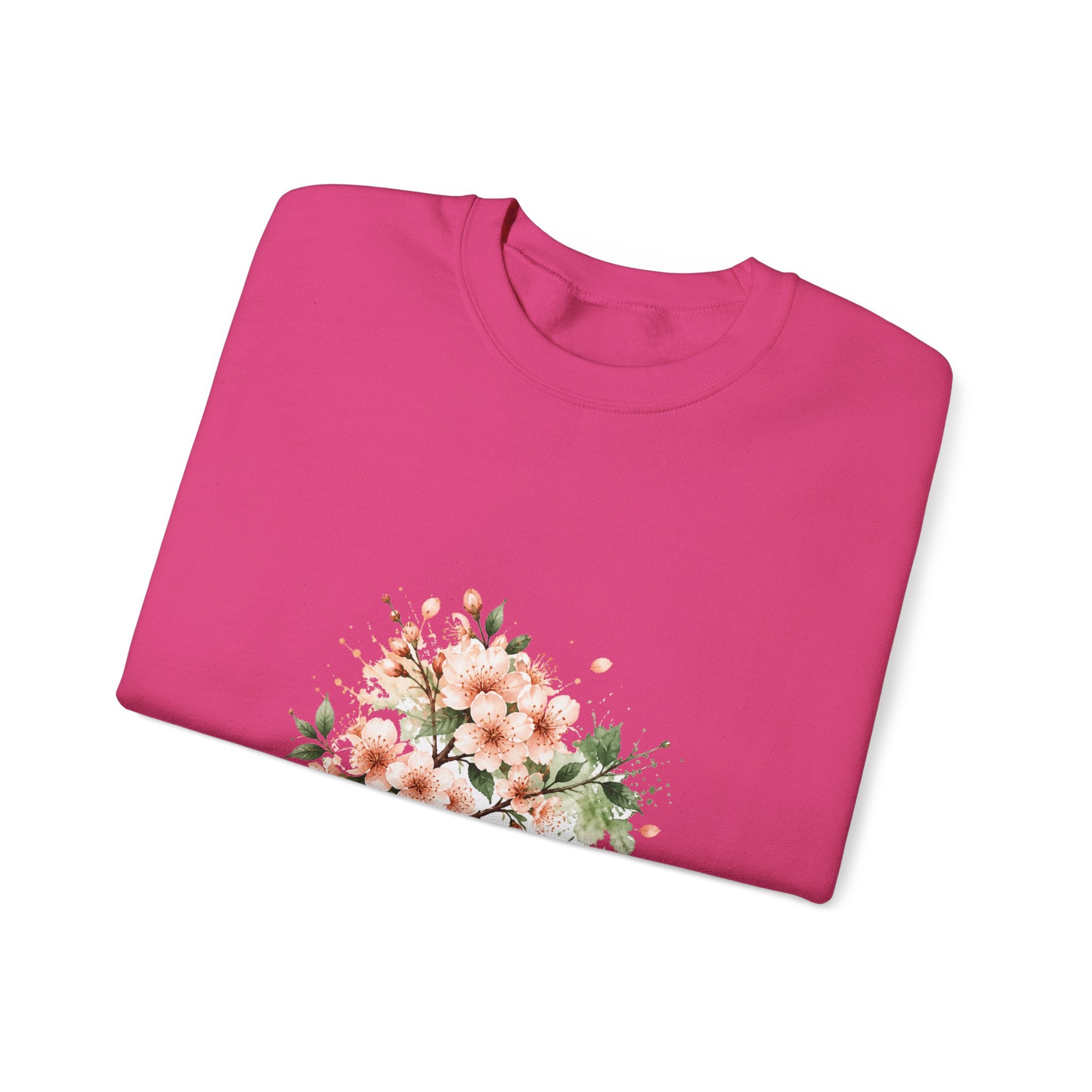 Matching Couple Sweatshirt - Cherry Blossom & Maple Leaf Matching Couple Comfort Colors Crew Watercolor Art His Hers Birthday Gift - Design A